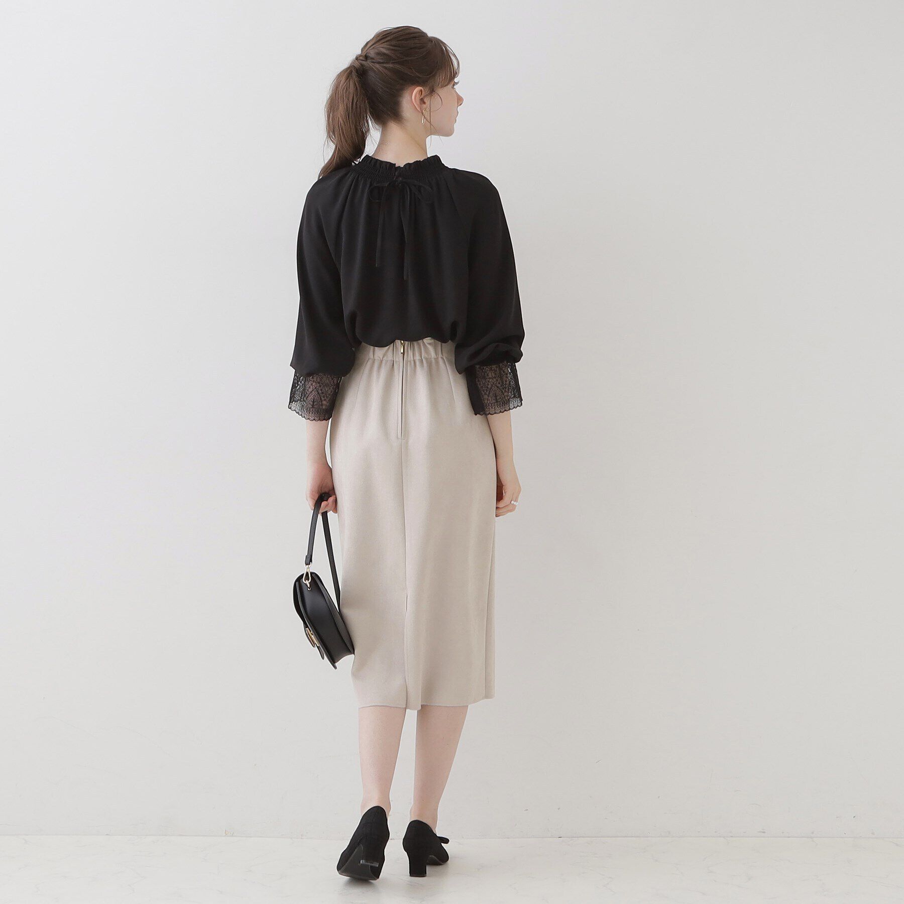 Couture broach「【理想的な縦ライン・美脚効果】フェイクスエードダンボールスカート」|スカート|