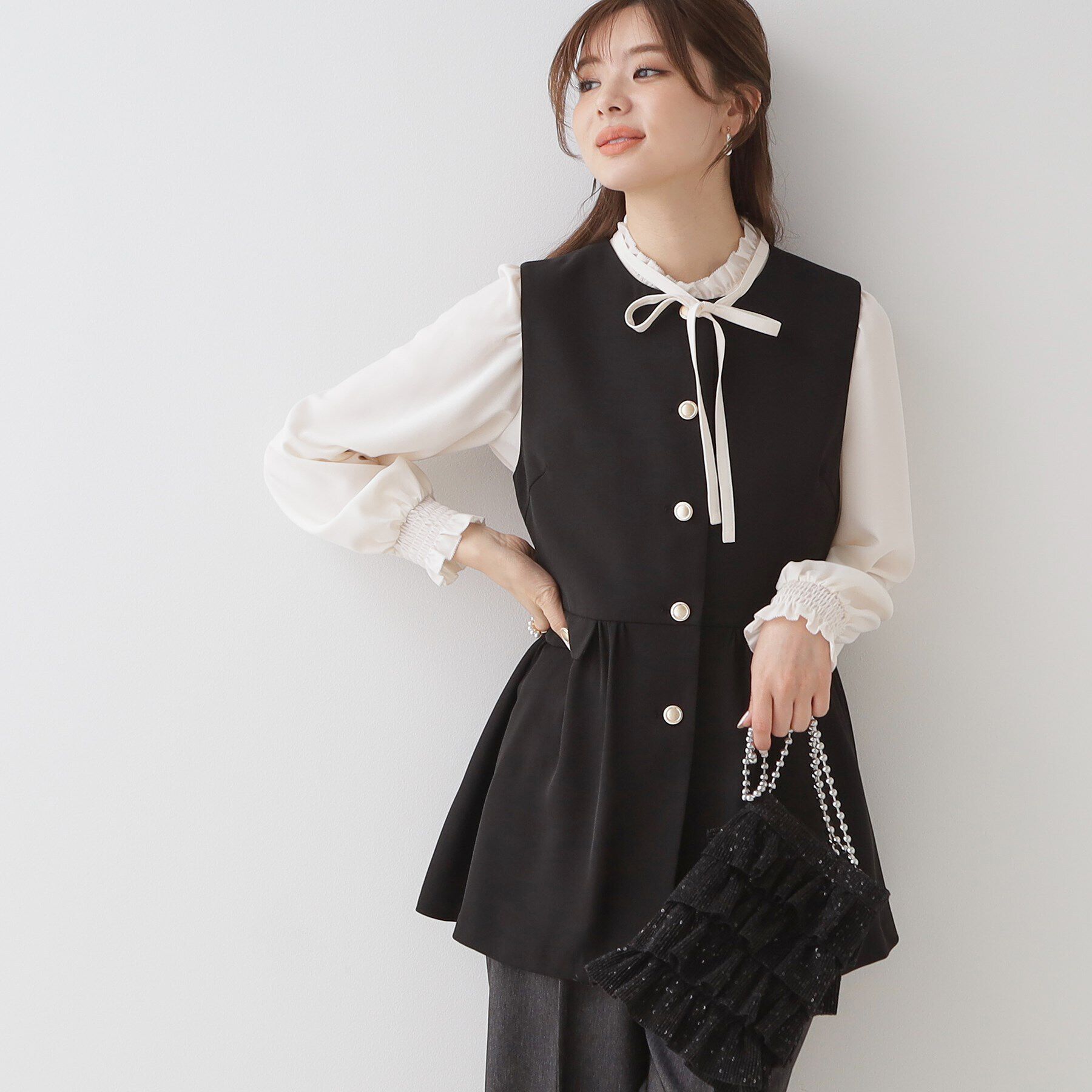 Couture broach「【大人フェミニン・体型カバー】ペプラムジレ」|ベスト・ジレ|