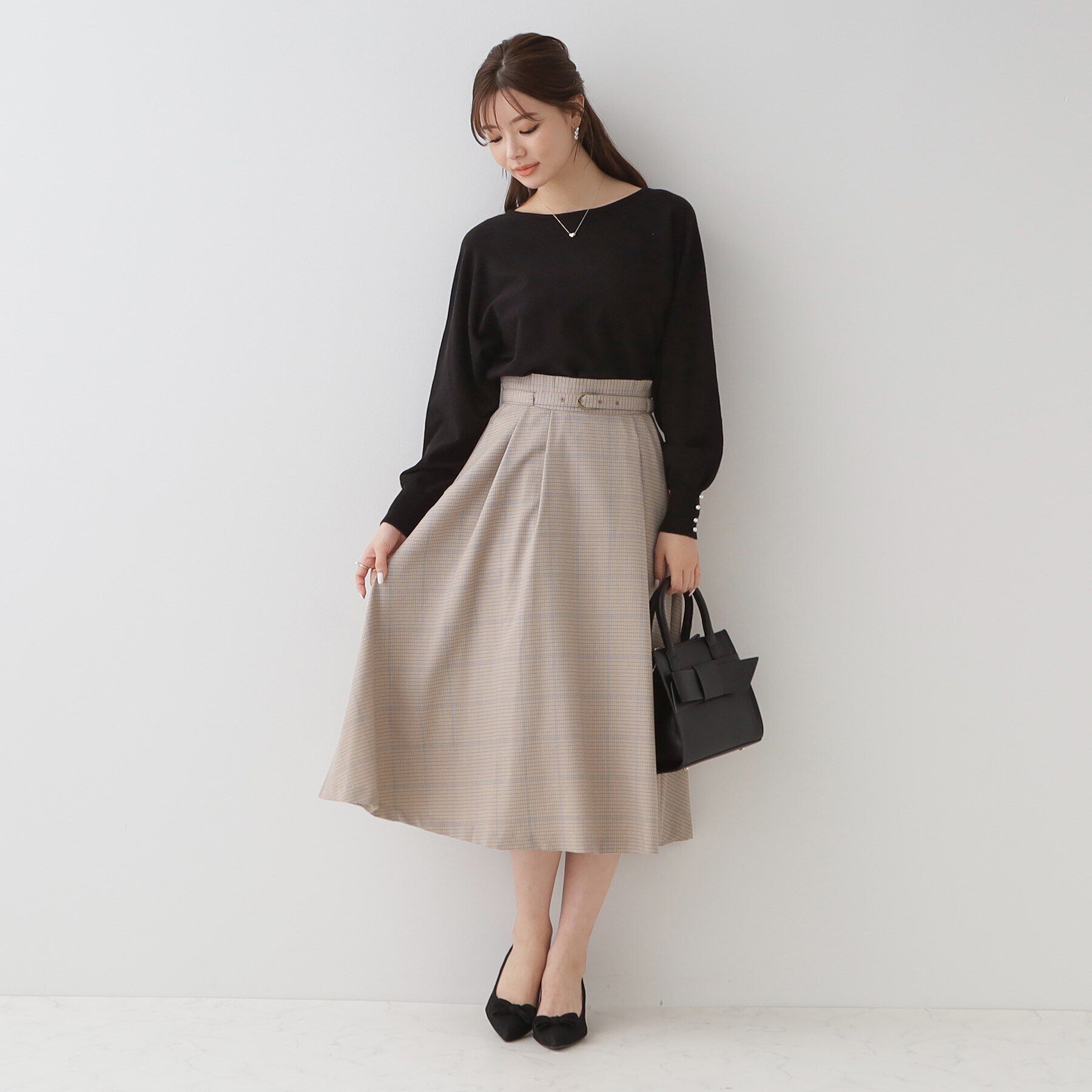 Couture broach「タックウエスト ベルテッドスカート」|スカート|