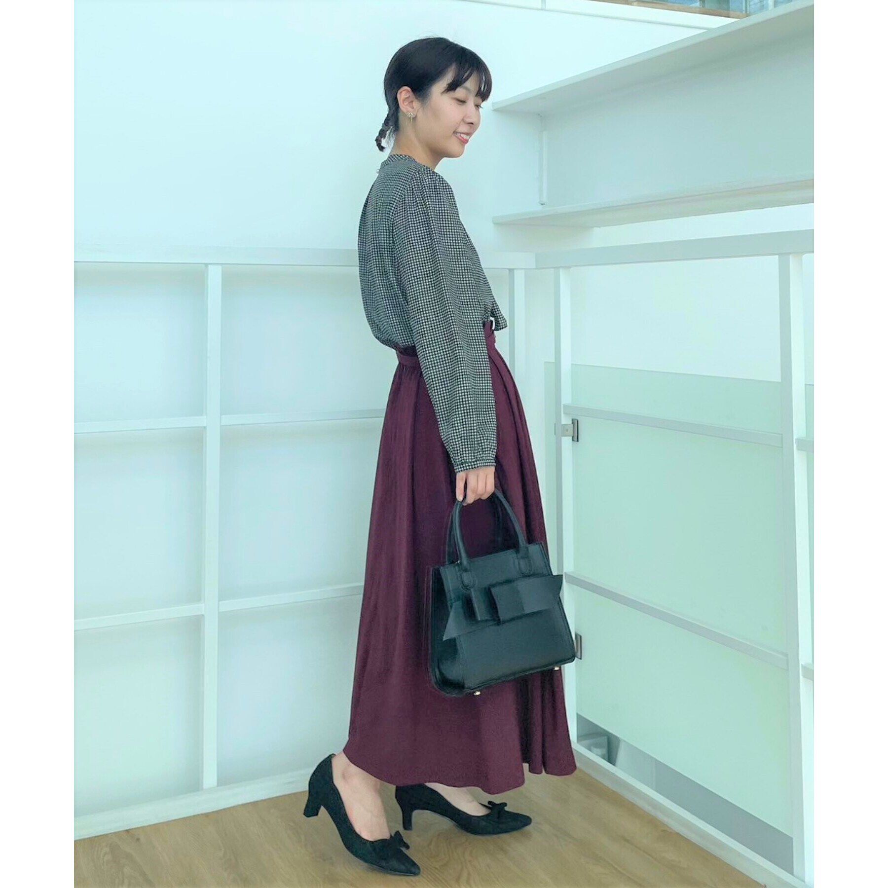 Couture broach「【一枚でキマる・華やかブラウス】チェックプリントタイブラウス」|シャツ・ブラウス|