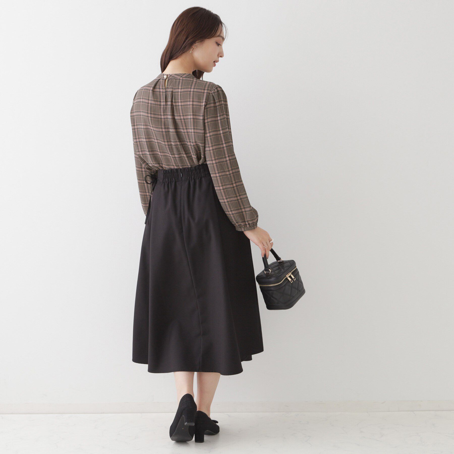 Couture broach「【一枚でキマる・華やかブラウス】チェックプリントタイブラウス」|シャツ・ブラウス|