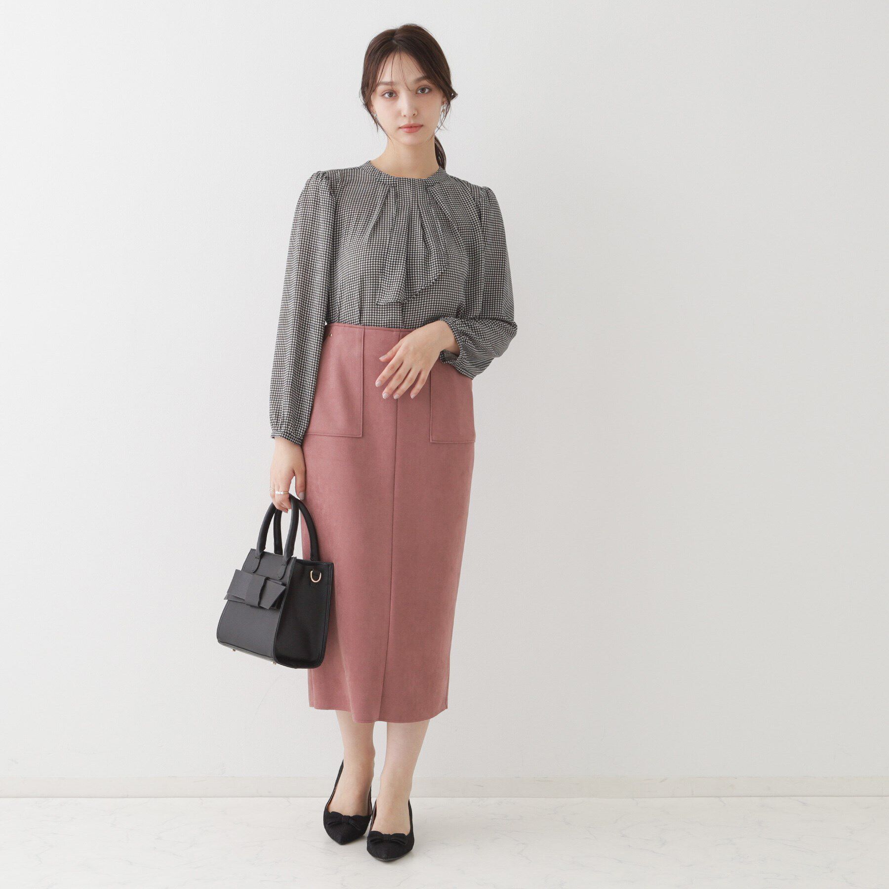 Couture broach「【一枚でキマる・華やかブラウス】チェックプリントタイブラウス」|シャツ・ブラウス|