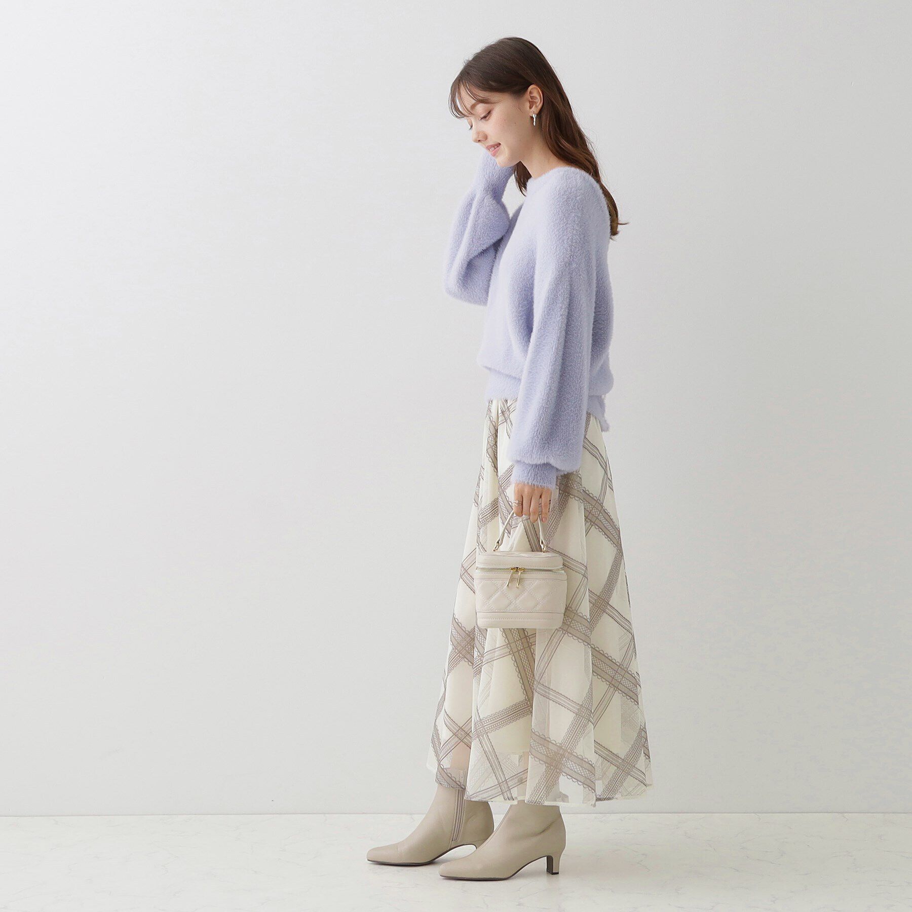 Couture broach「【上品な表情感のあるスカート】フロッキーチェックチュールスカート」|スカート|