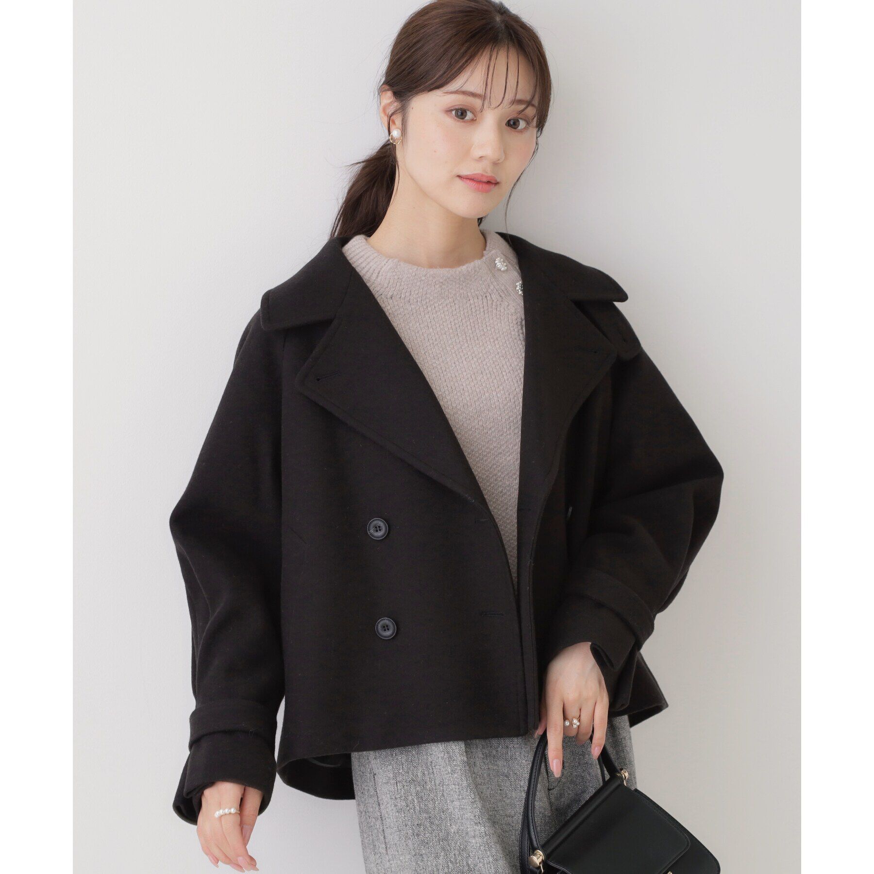 Couture broach「【フェミニン派・アレンジ可能】マルチウェイショートコート」|トレンチコート|ﾌﾞﾗｯｸ(019)