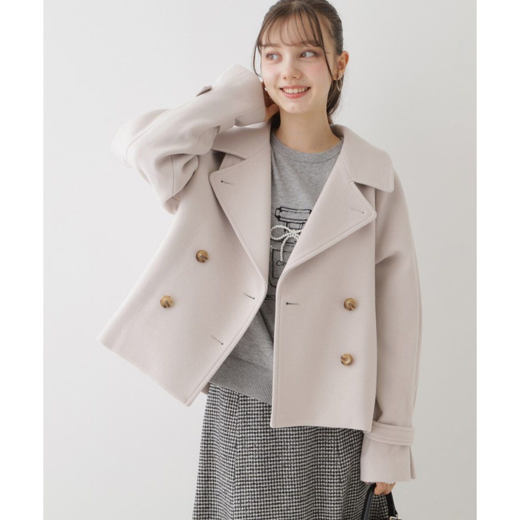 Couture broach「【フェミニン派・アレンジ可能】マルチウェイショートコート」|トレンチコート|ｸﾞﾚｰｼﾞｭ(050)