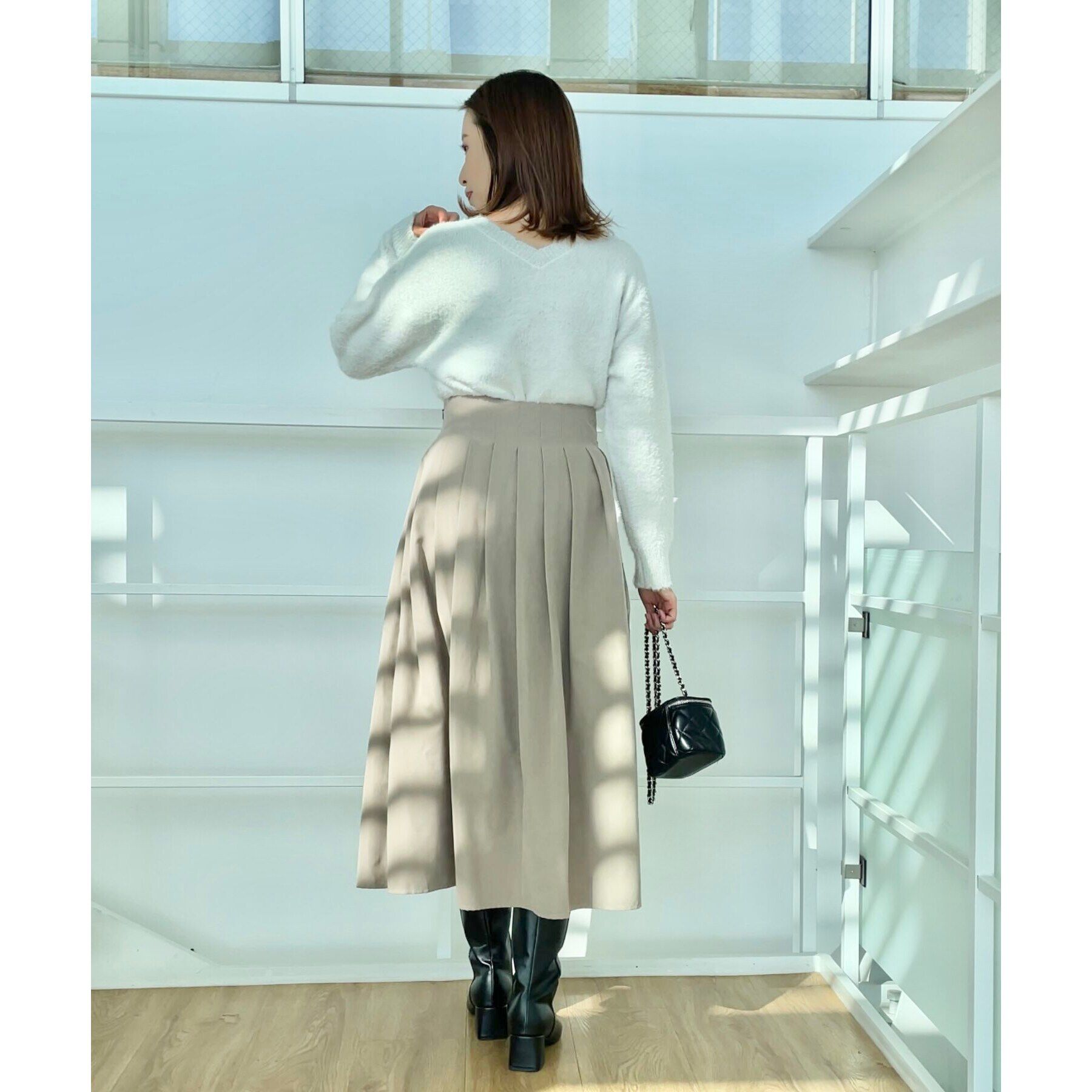 Couture broach「【スッキリ見えが叶う】マイクロスエードタックプリーツ」|スカート|