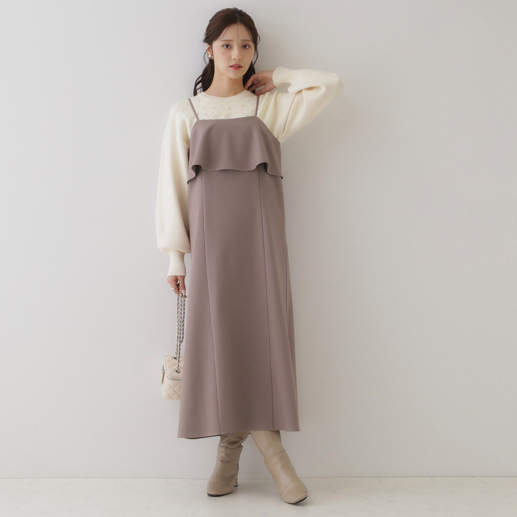 Couture broach「【スッキリ華奢みえが叶う】フレアデザインキャミワンピース」|ワンピース|