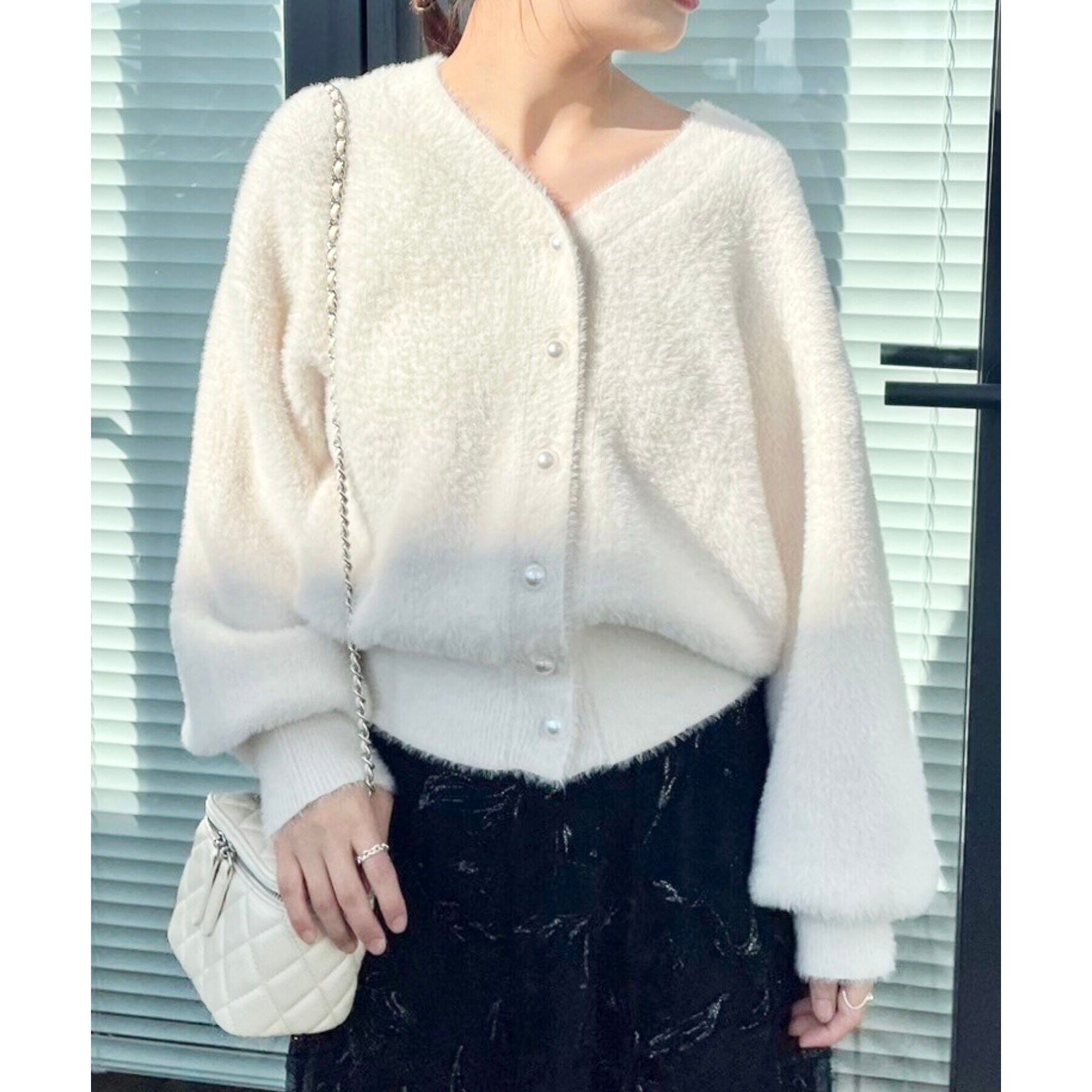 Couture broach「【春めく・ふわふわ】短毛フェザーカーディトップス」|カーディガン|