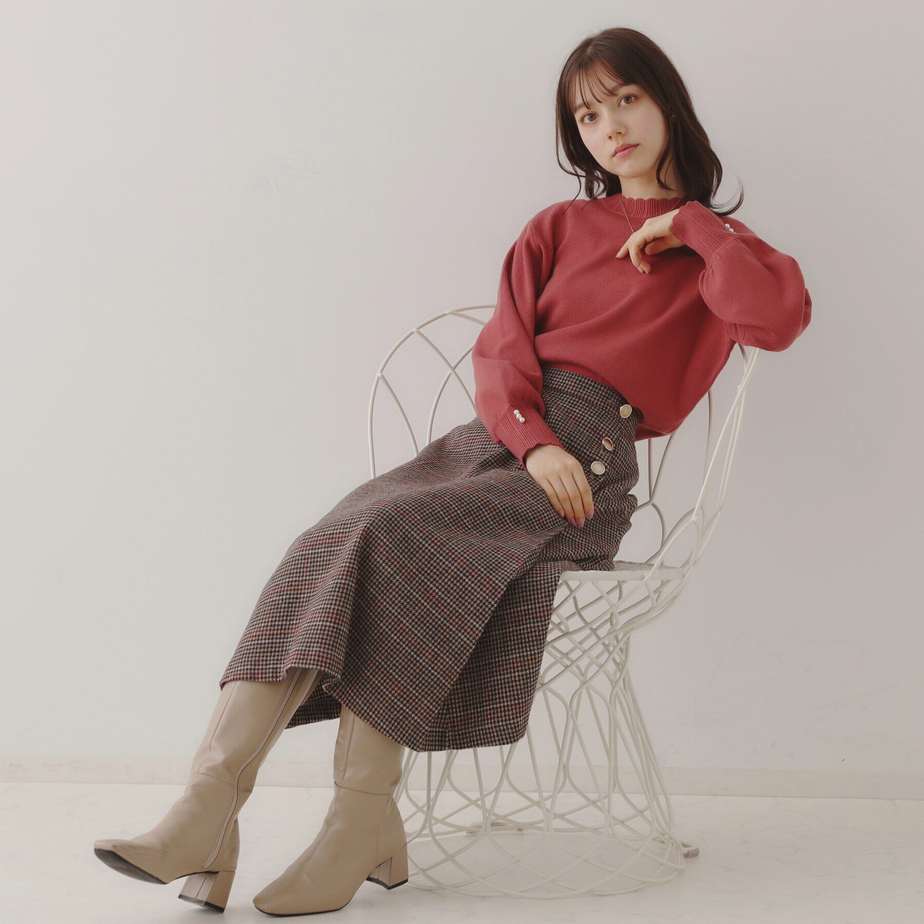 Couture broach「ミニ千鳥チェックツイードスカート」|スカート|