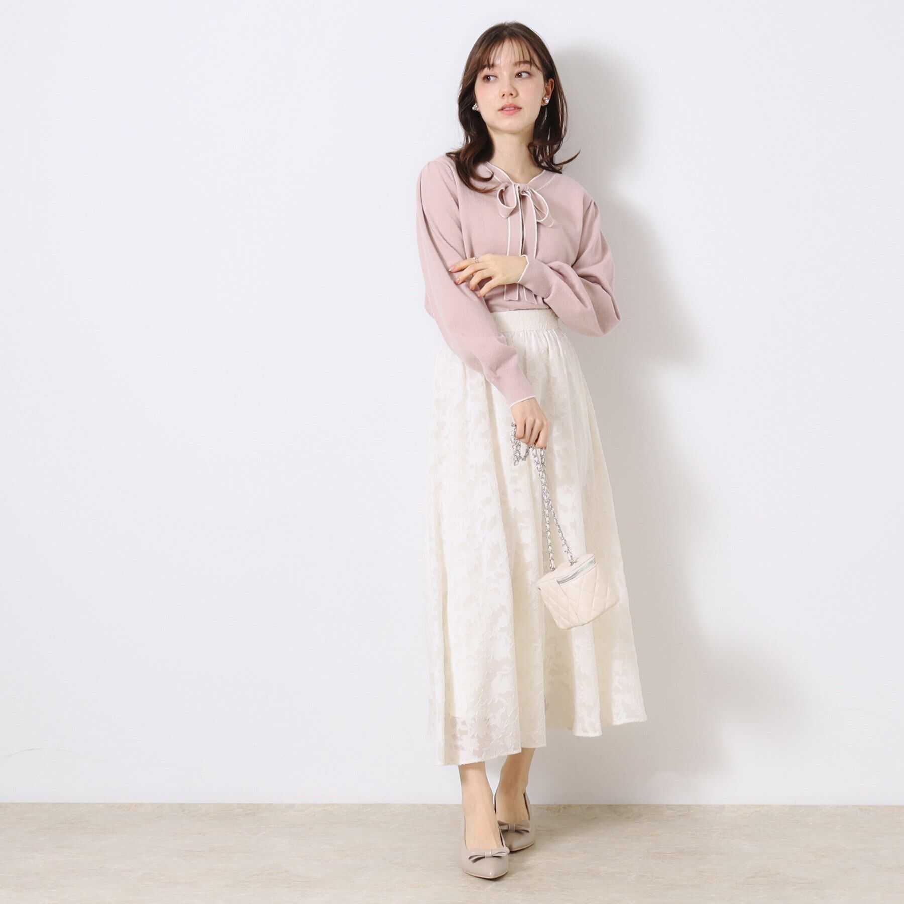 Couture broach「【春の華やぎ無地見えスカート】カットジャカードフラワースカート」|スカート|