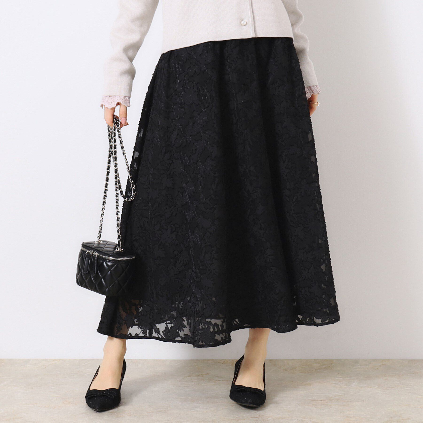 Couture broach「【春の華やぎ無地見えスカート】カットジャカードフラワースカート」|スカート|