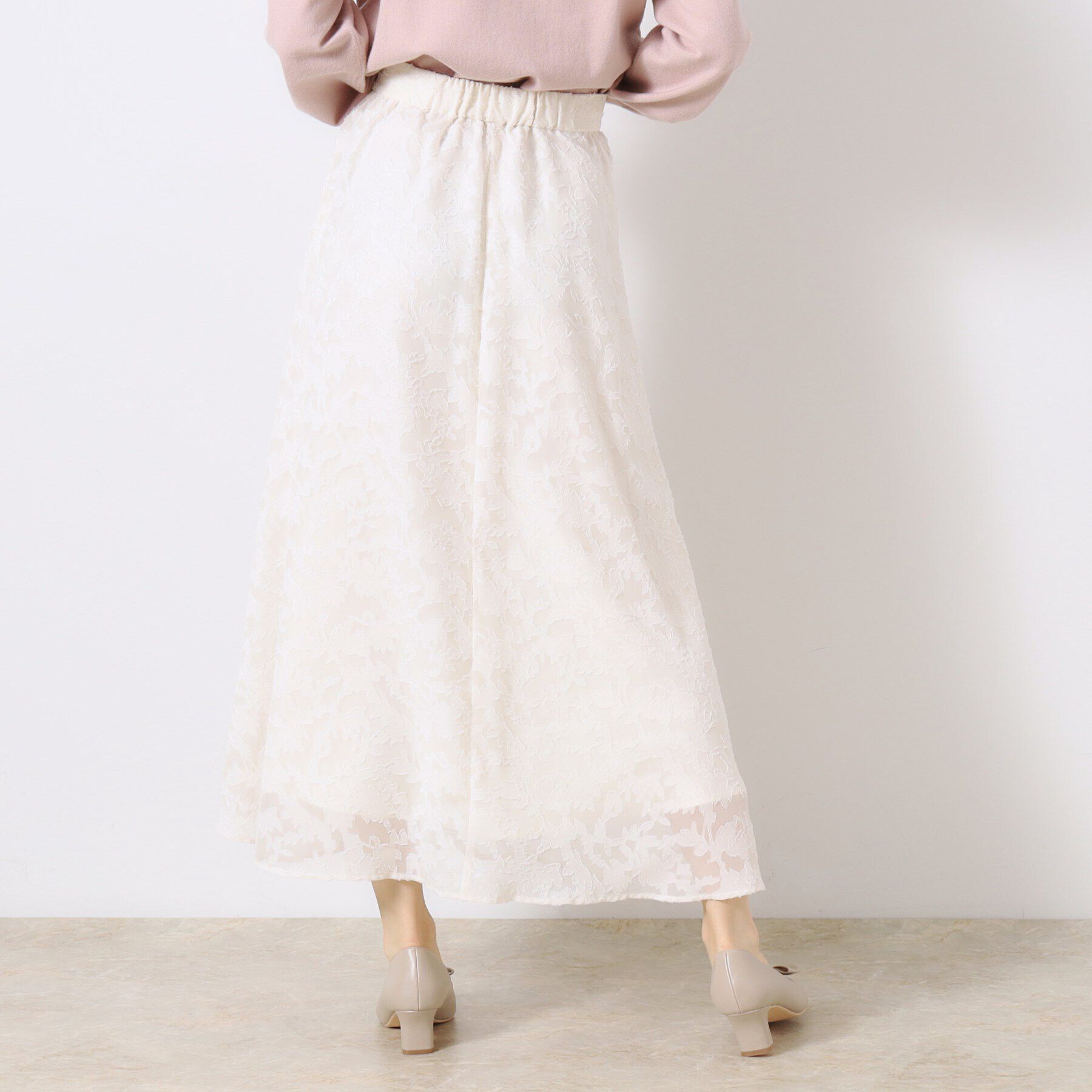 Couture broach「【春の華やぎ無地見えスカート】カットジャカードフラワースカート」|スカート|