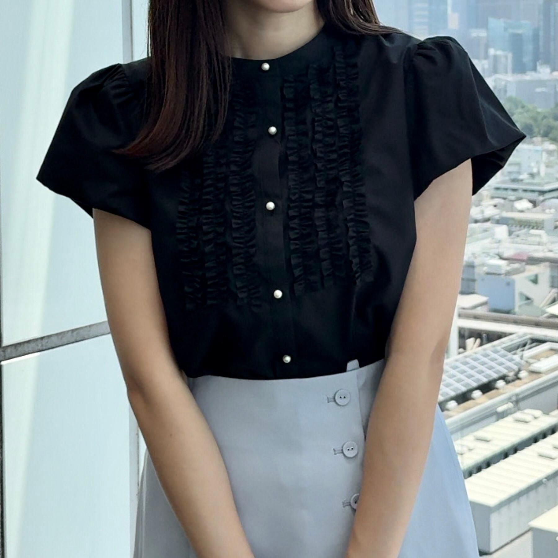 Couture broach「【大人フェミニン・華奢見え・通勤】フロントフリルシャツ」|シャツ・ブラウス|