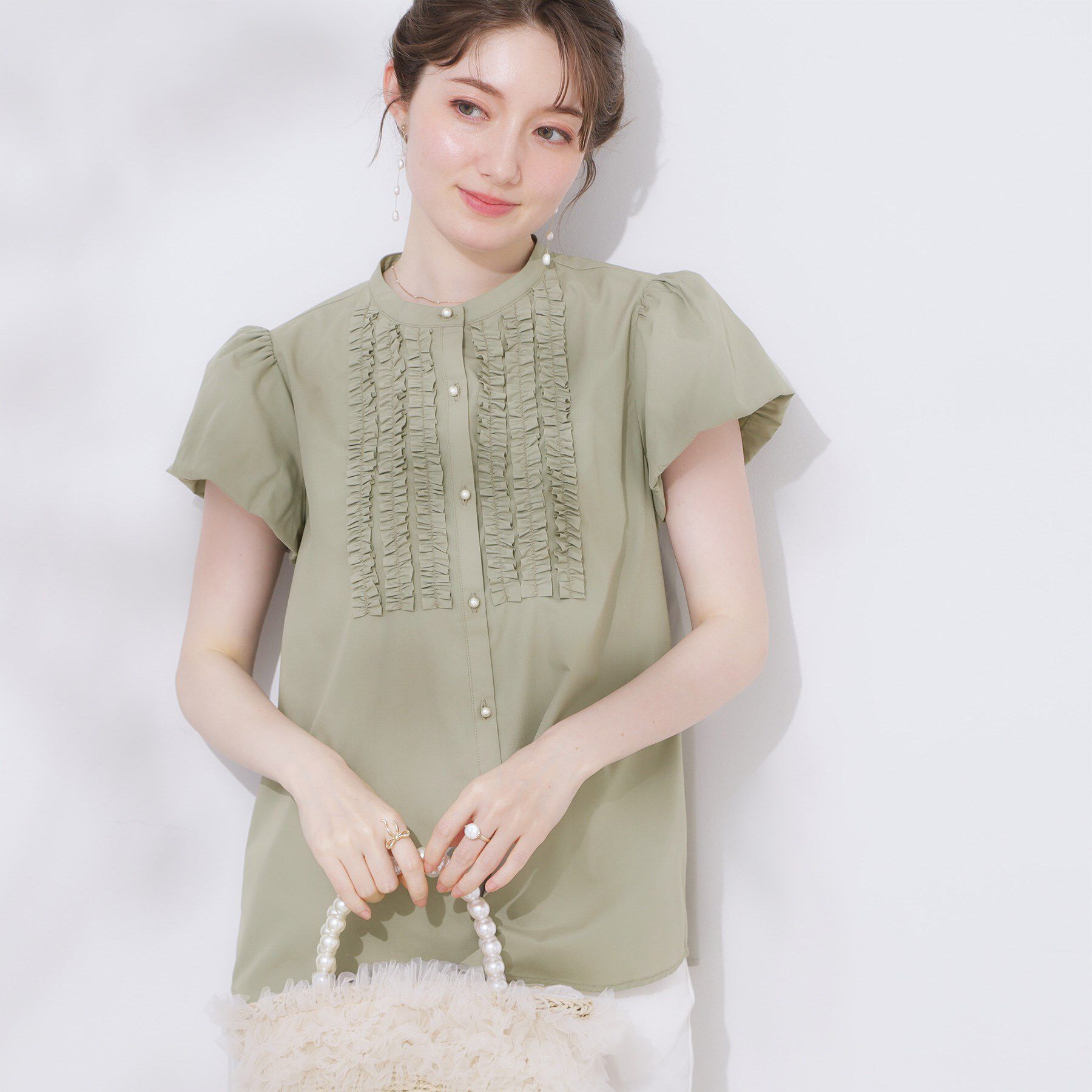 Couture broach「【大人フェミニン・華奢見え・通勤】フロントフリルシャツ」|シャツ・ブラウス|