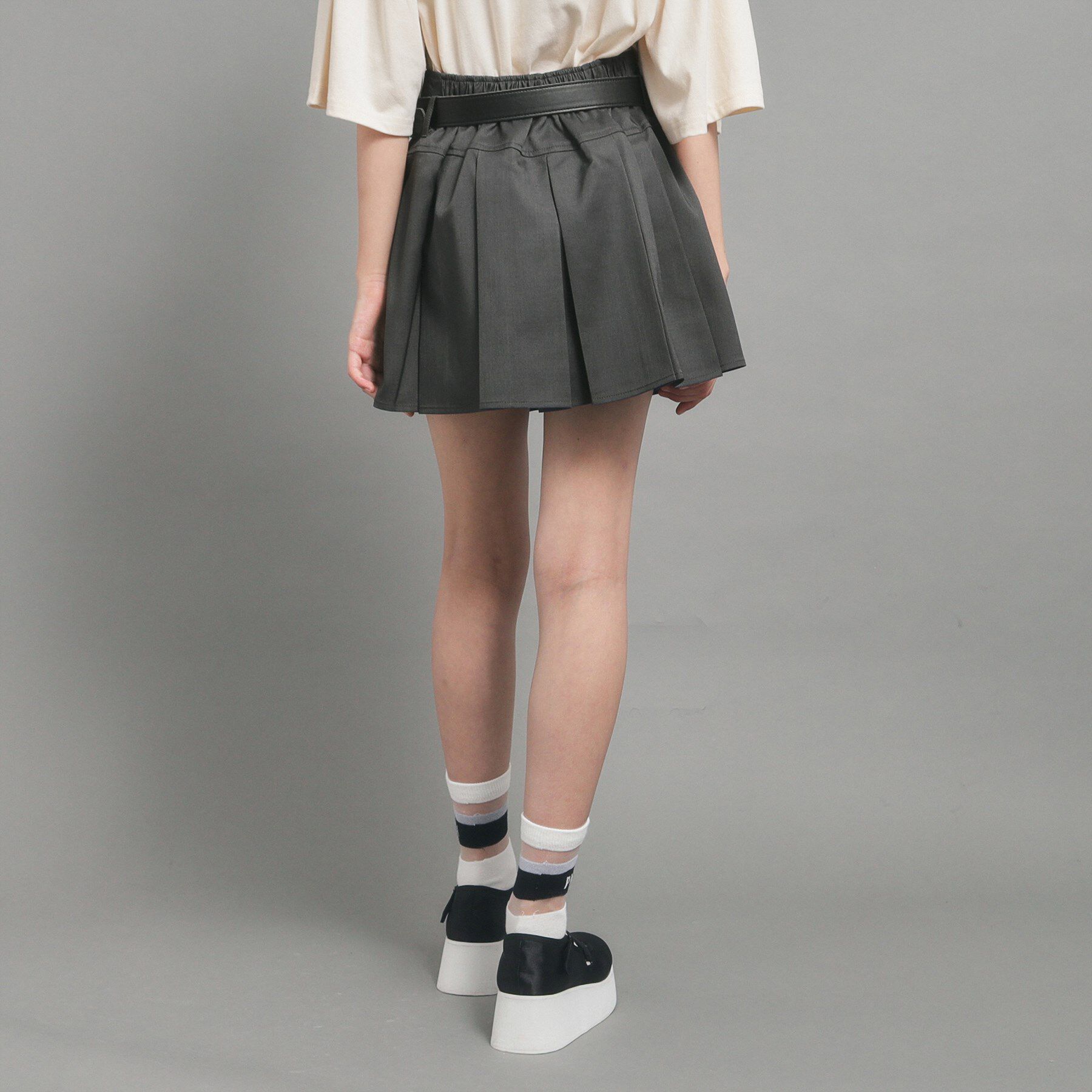 PINK-latte「【カラー追加/オールシーズン対応】ベルト付きプリーツスカート」|スカート|