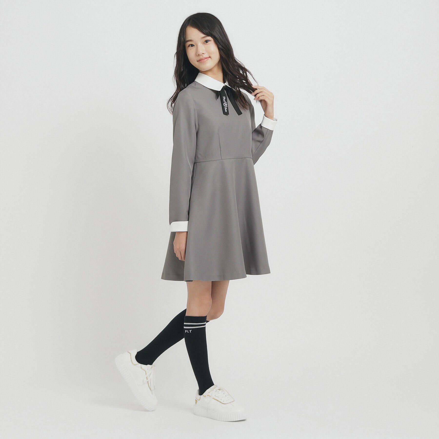 PINK-latte「【オケージョン・フォーマル】衿付きワンピース」|ワンピース|グレー(012)