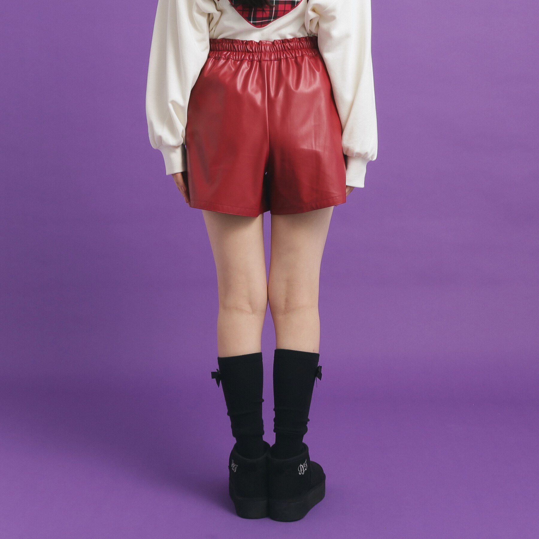 PINK-latte「合皮ショートパンツ」|キュロット|