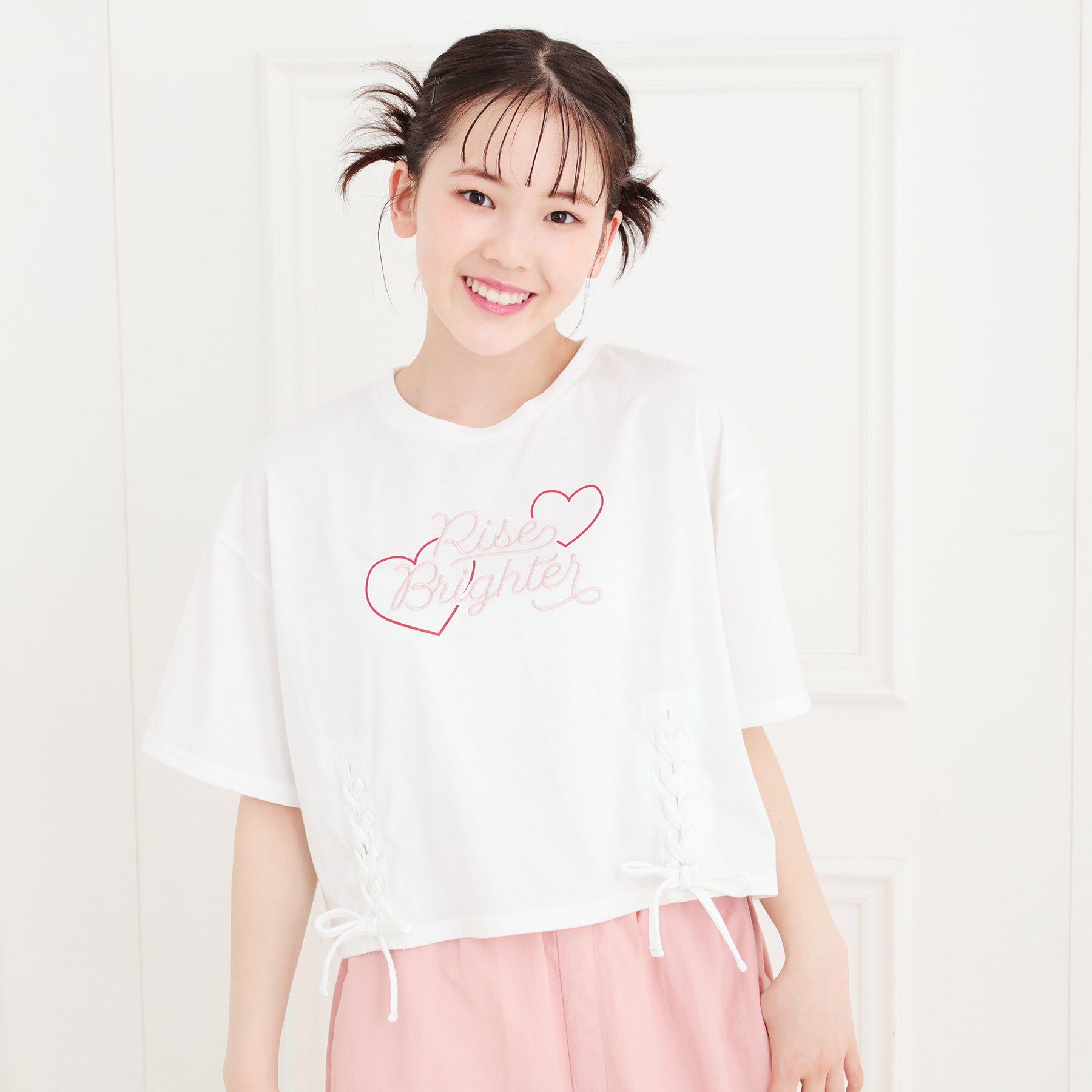 PINK-latte「レースアップTシャツ」|Tシャツ・カットソー|
