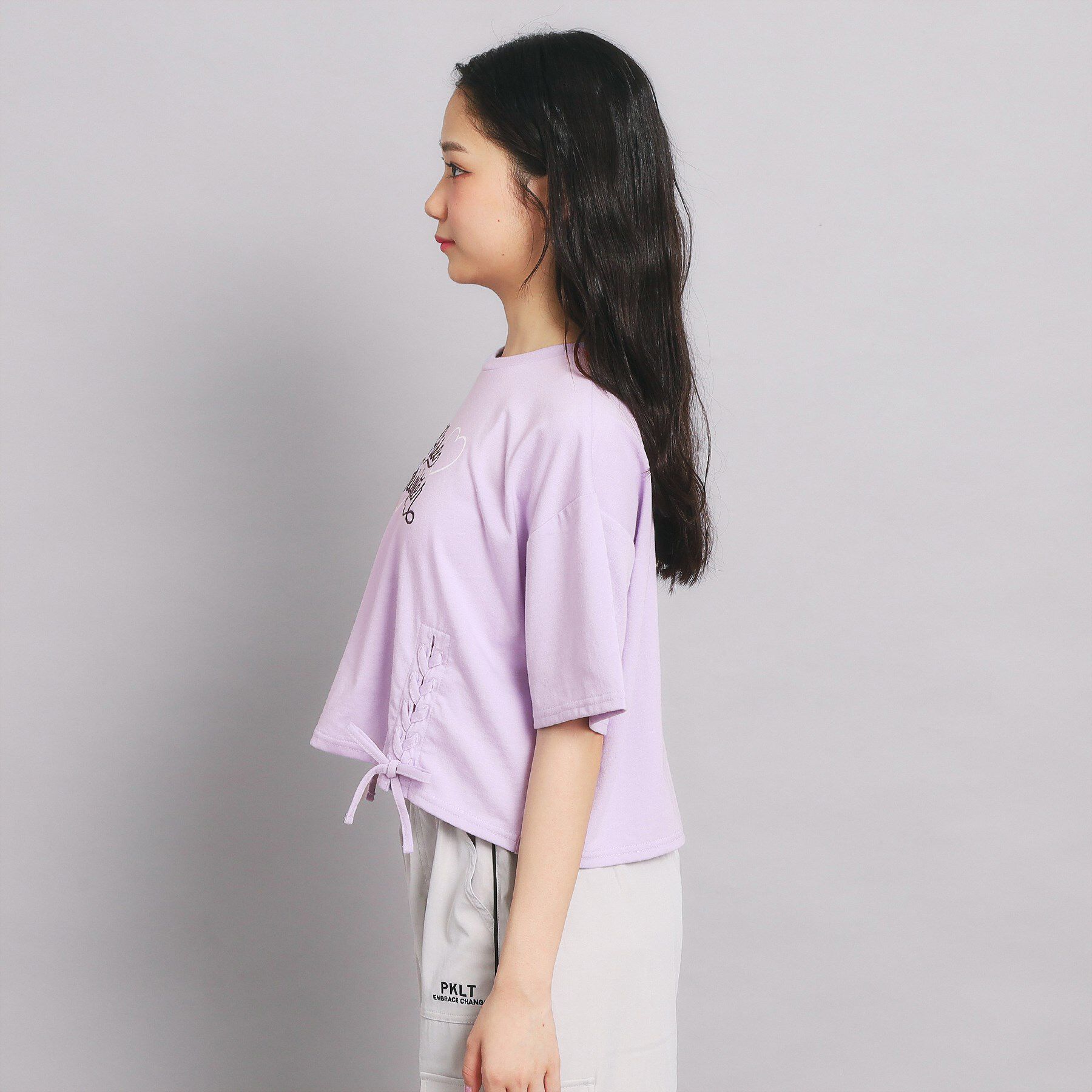 PINK-latte「レースアップTシャツ」|Tシャツ・カットソー|