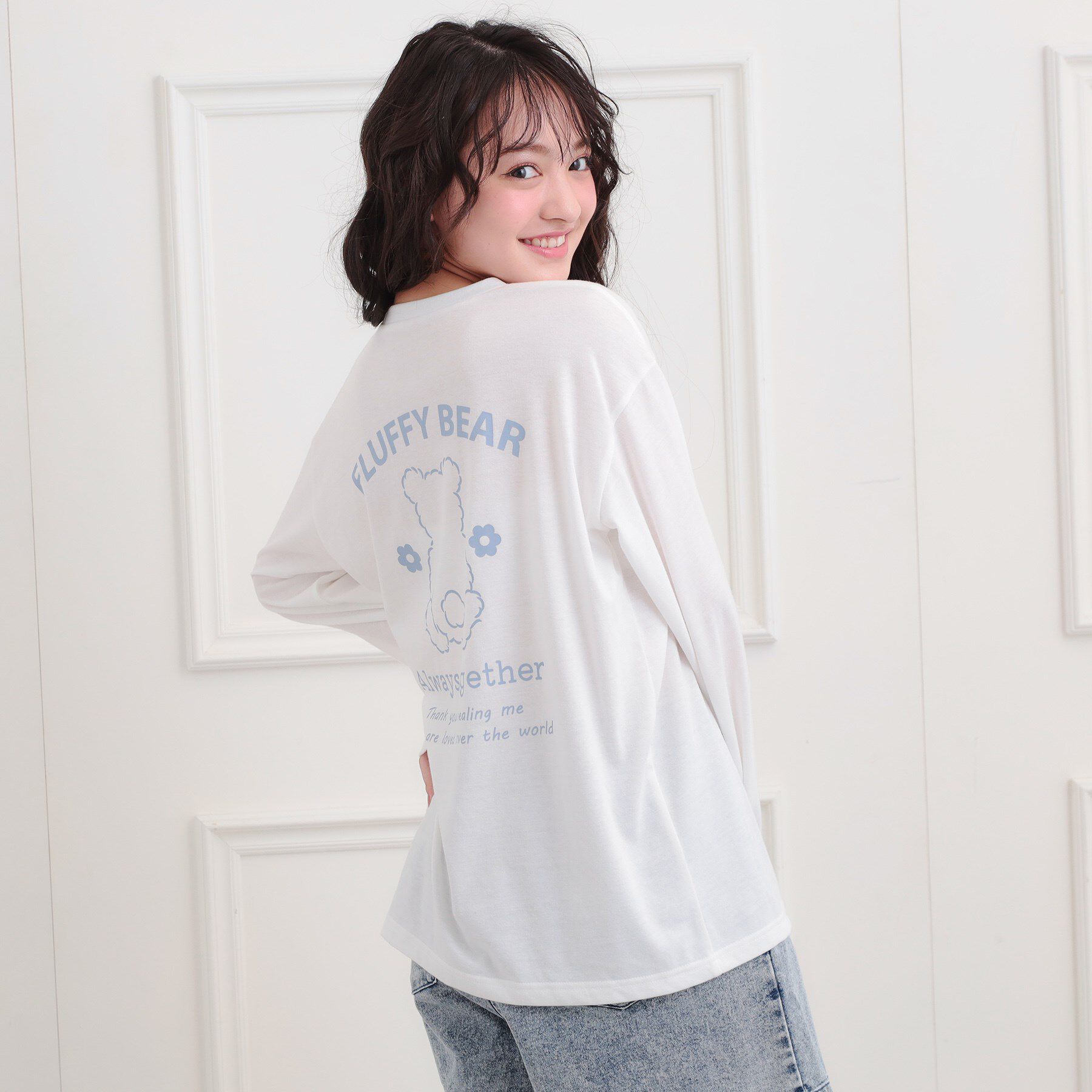 PINK-latte「くまちゃんビッグロンT」|Tシャツ・カットソー|