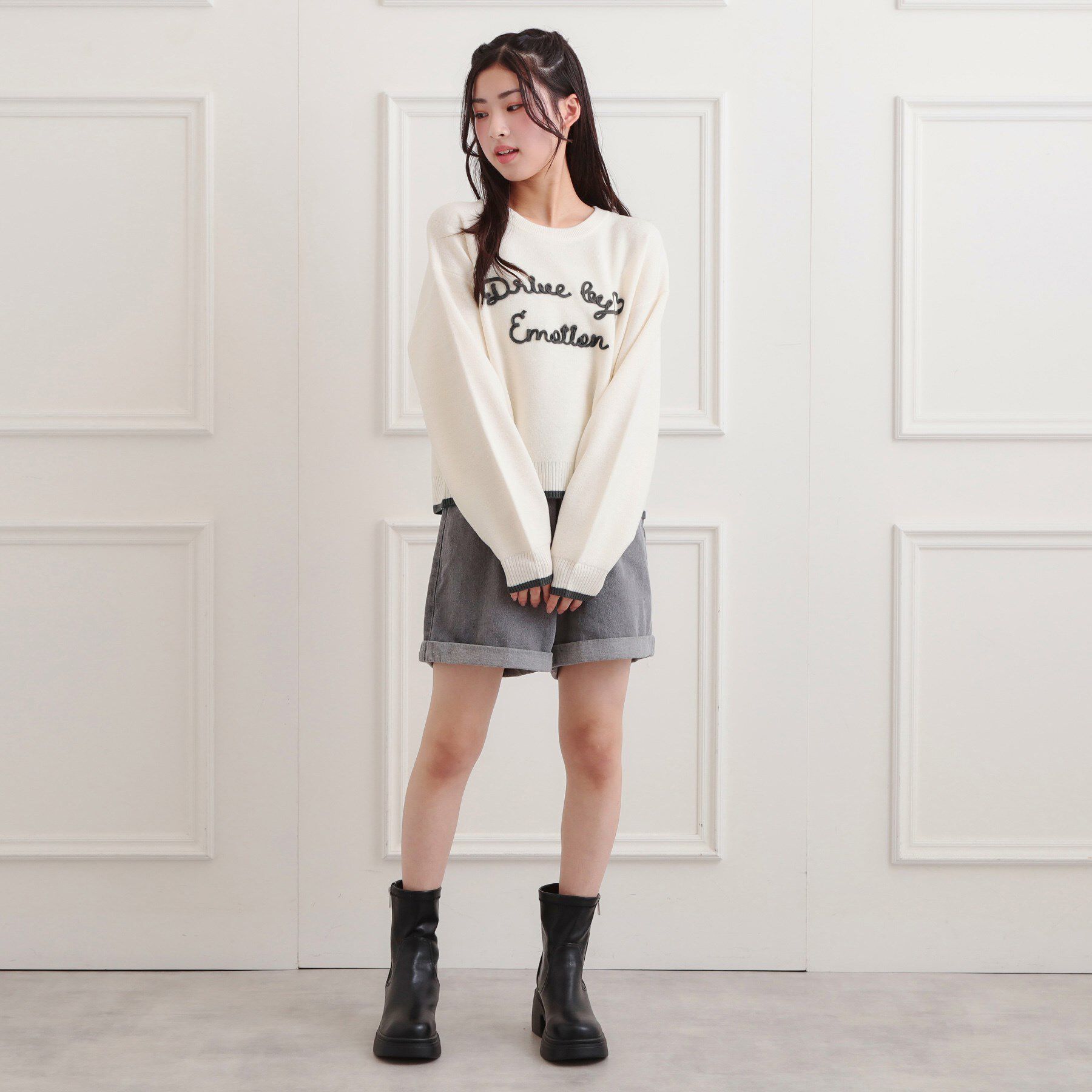 PINK-latte「コード風ステッチニットプルオーバー」|ニット・セーター|