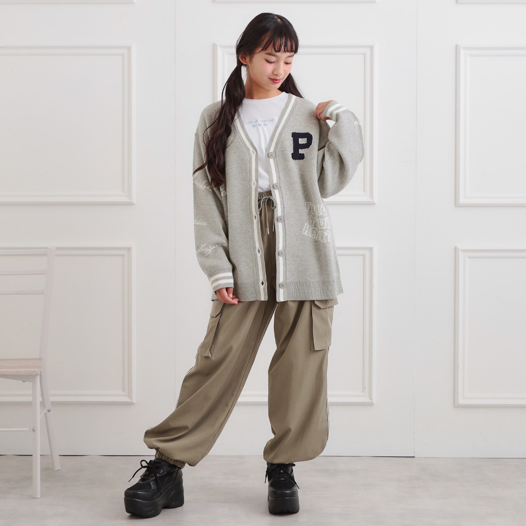 PINK-latte「ラクガキ柄ロングカーディガン」|カーディガン|