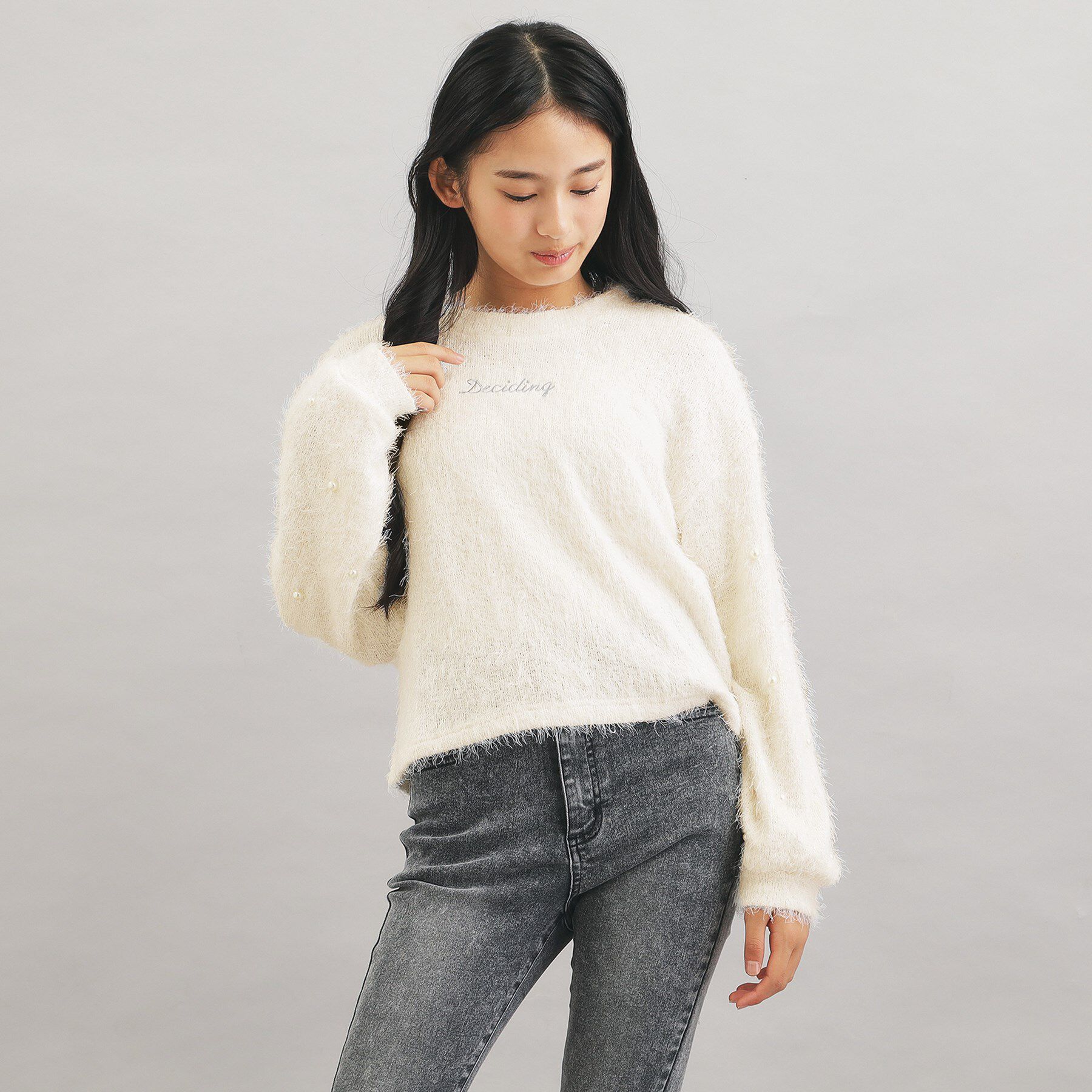 PINK-latte「シャギー袖パール調プルオーバー」|Tシャツ・カットソー|