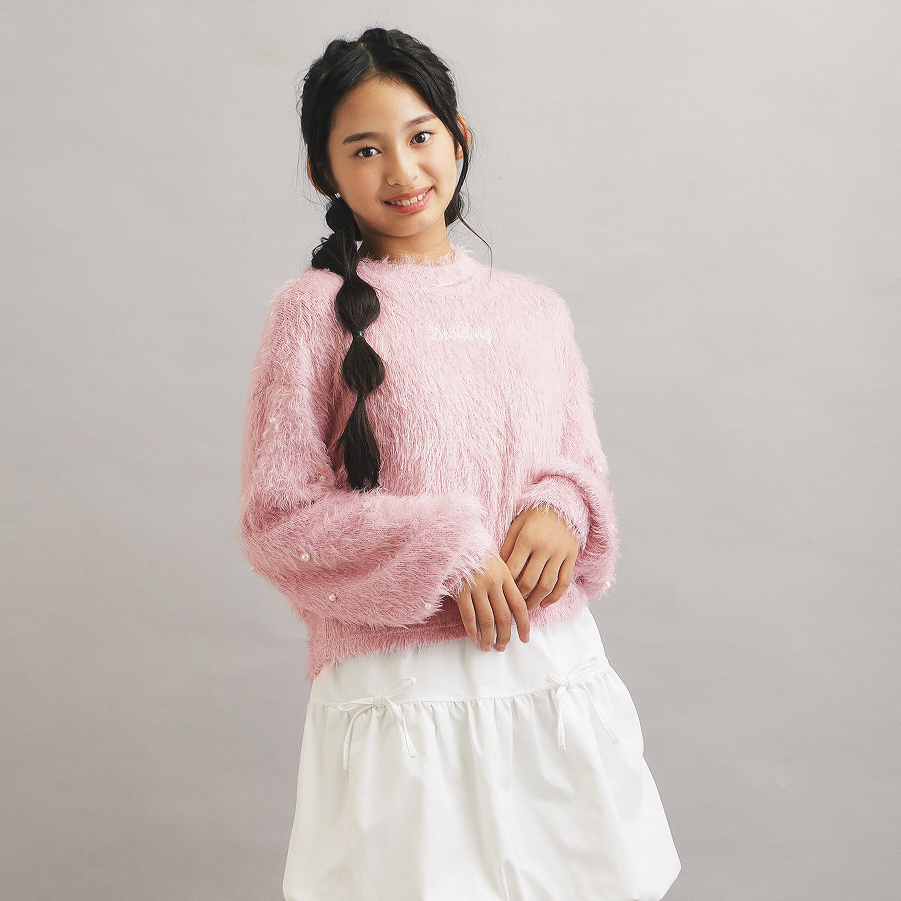 PINK-latte「シャギー袖パール調プルオーバー」|Tシャツ・カットソー|ライトピンク(070