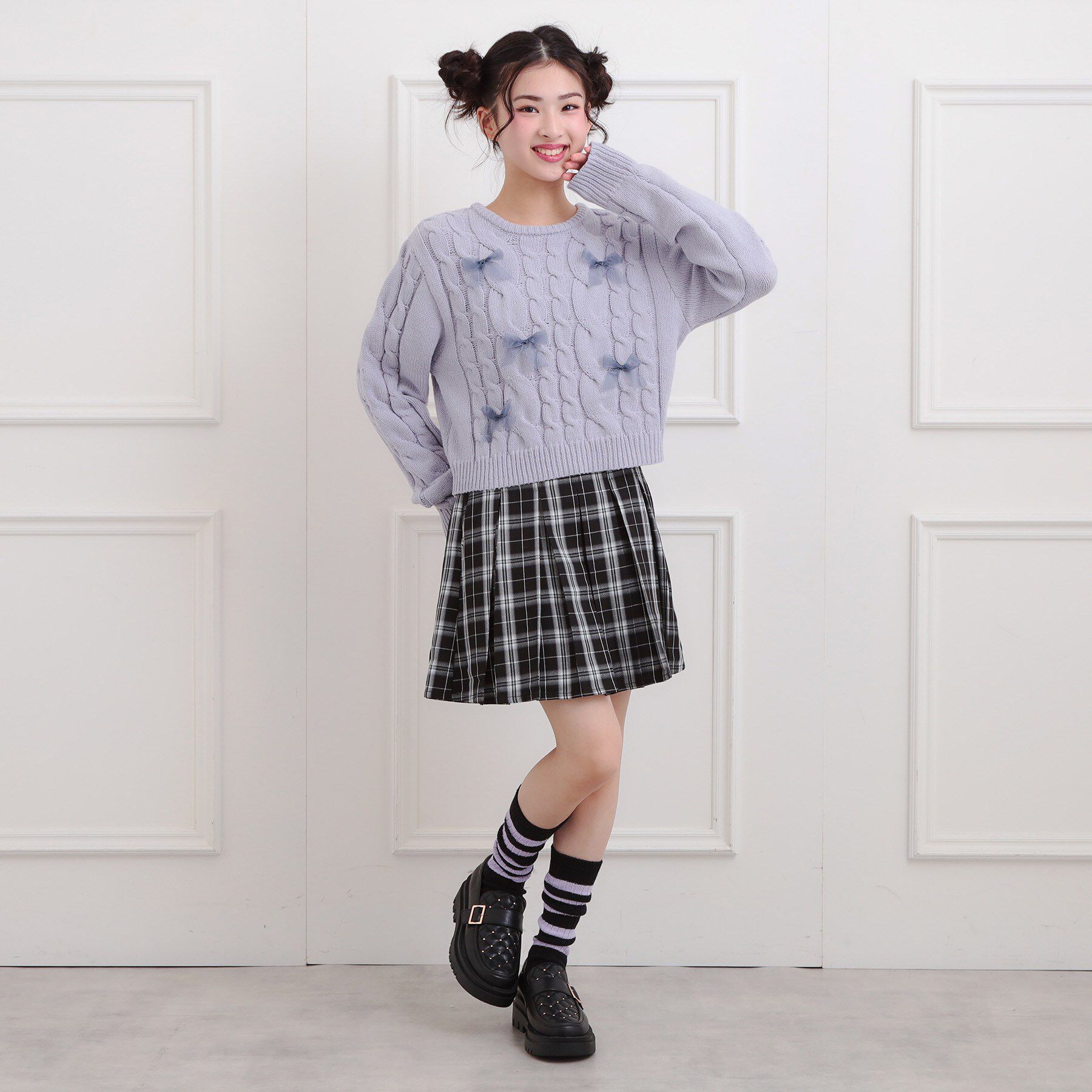 PINK-latte「リボン付ニットプルオーバー」|ニット・セーター|