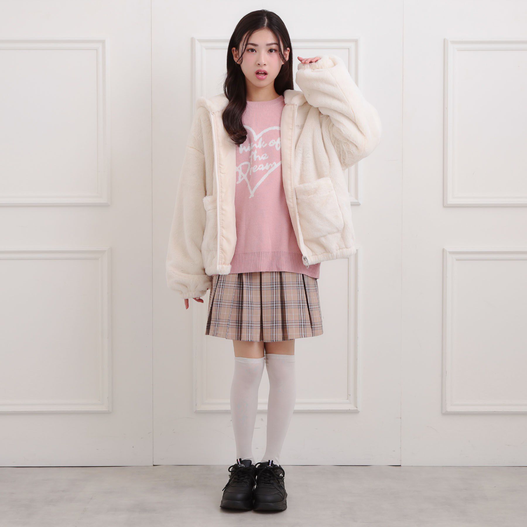 PINK-latte「フード付きフェイクファーブルゾン」|ブルゾン・スタジャン|