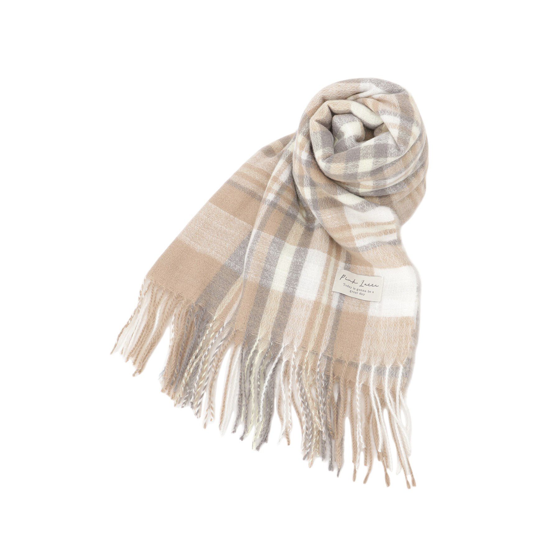 PINK-latte「起毛タータンストール」|マフラー|