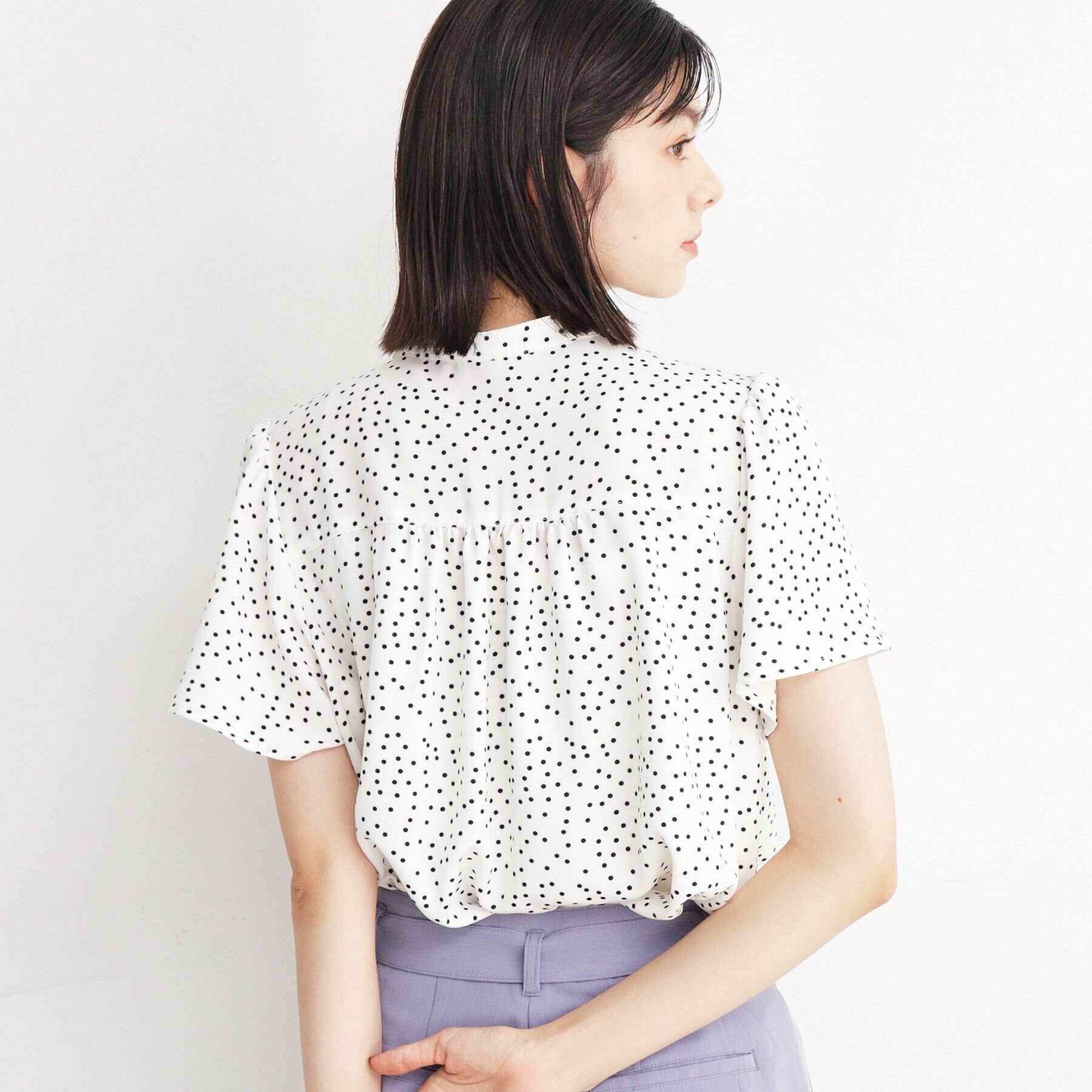 THE SHOP TK「ギャザー半袖ブラウス【手洗い可】」|シャツ・ブラウス|