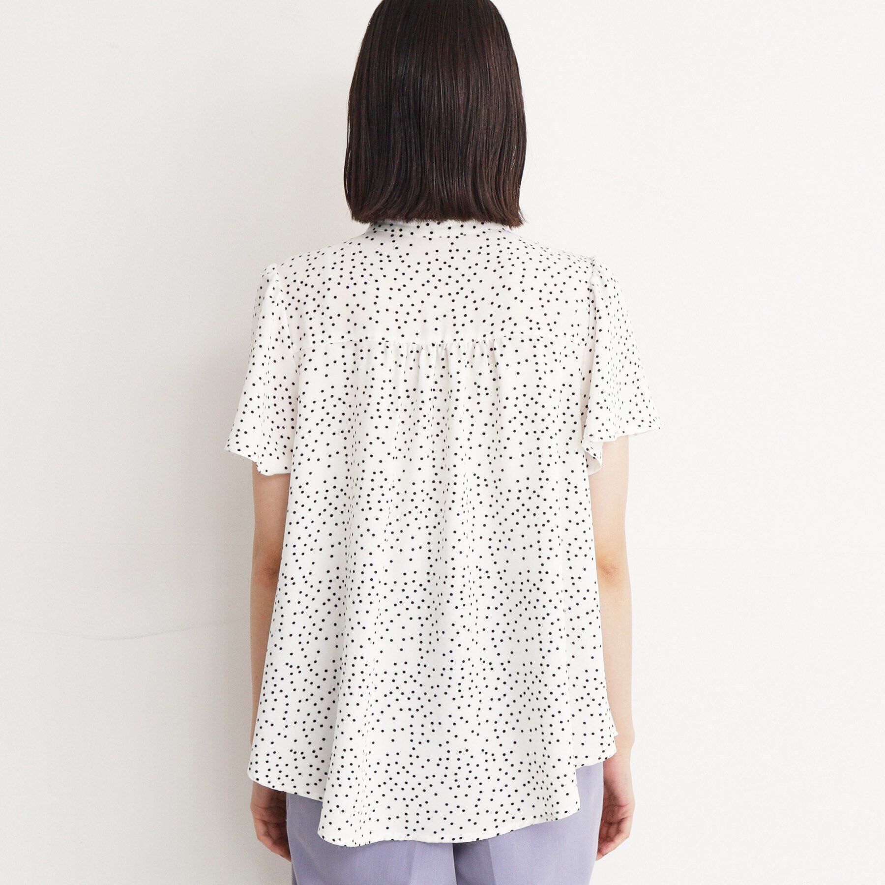 THE SHOP TK「ギャザー半袖ブラウス【手洗い可】」|シャツ・ブラウス|