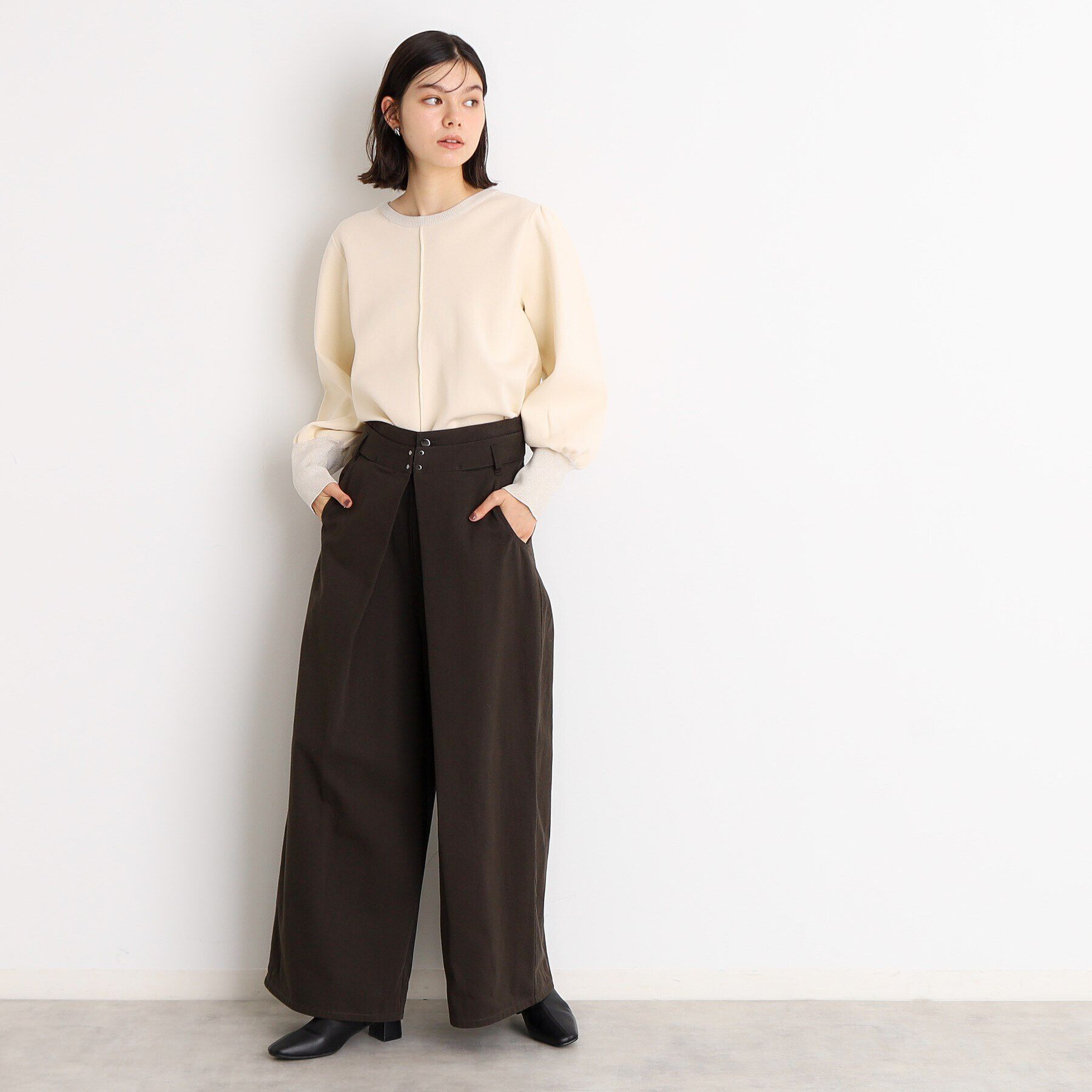 THE SHOP TK「袖ボリューム&times;ラメリブ配色ニット【洗える】」|ニット・セーター|