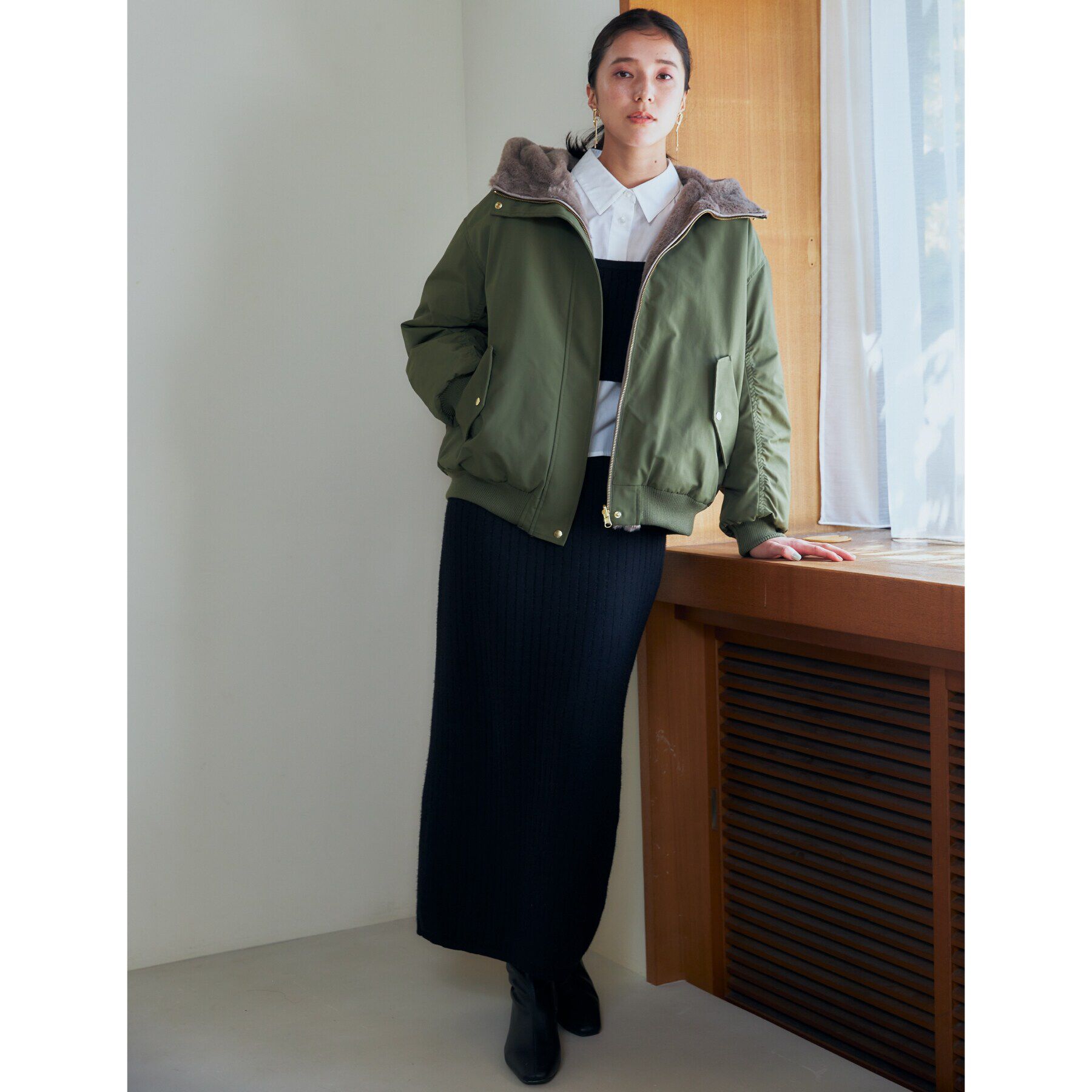 THE SHOP TK「【2WAY/洗えるアウター】MA1&ファーリバーシブルブルゾン」|ブルゾン・スタジャン|