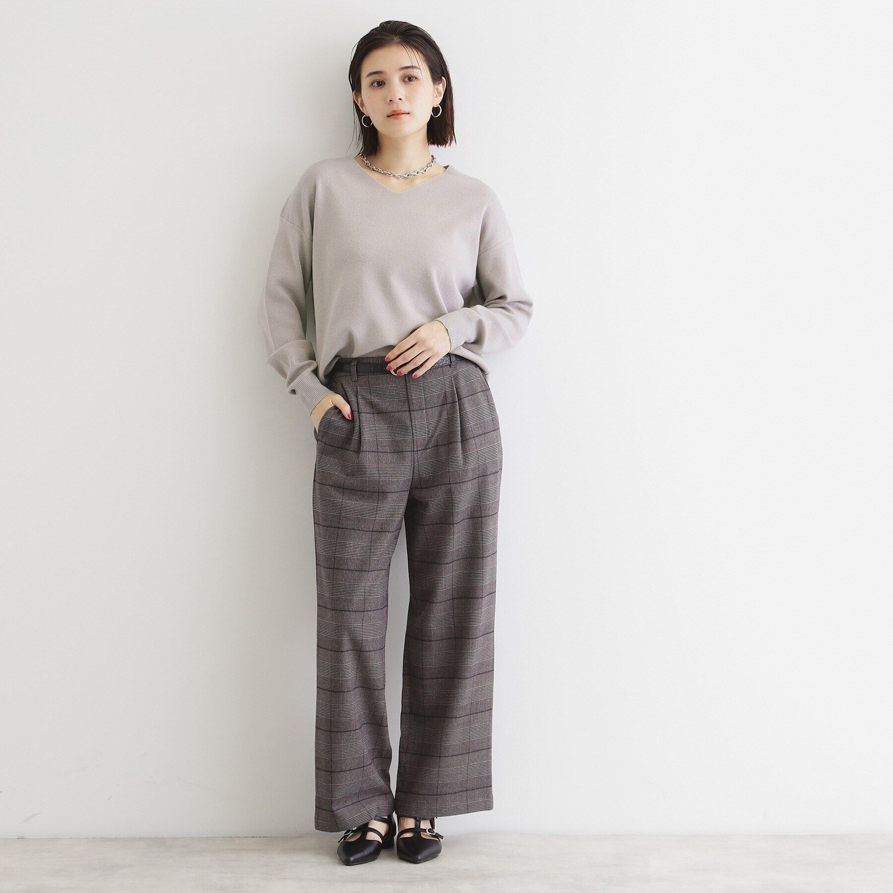 THE SHOP TK「【毛玉になりにくい／静電気防止】Vネックニット／洗える」|ニット・セーター|