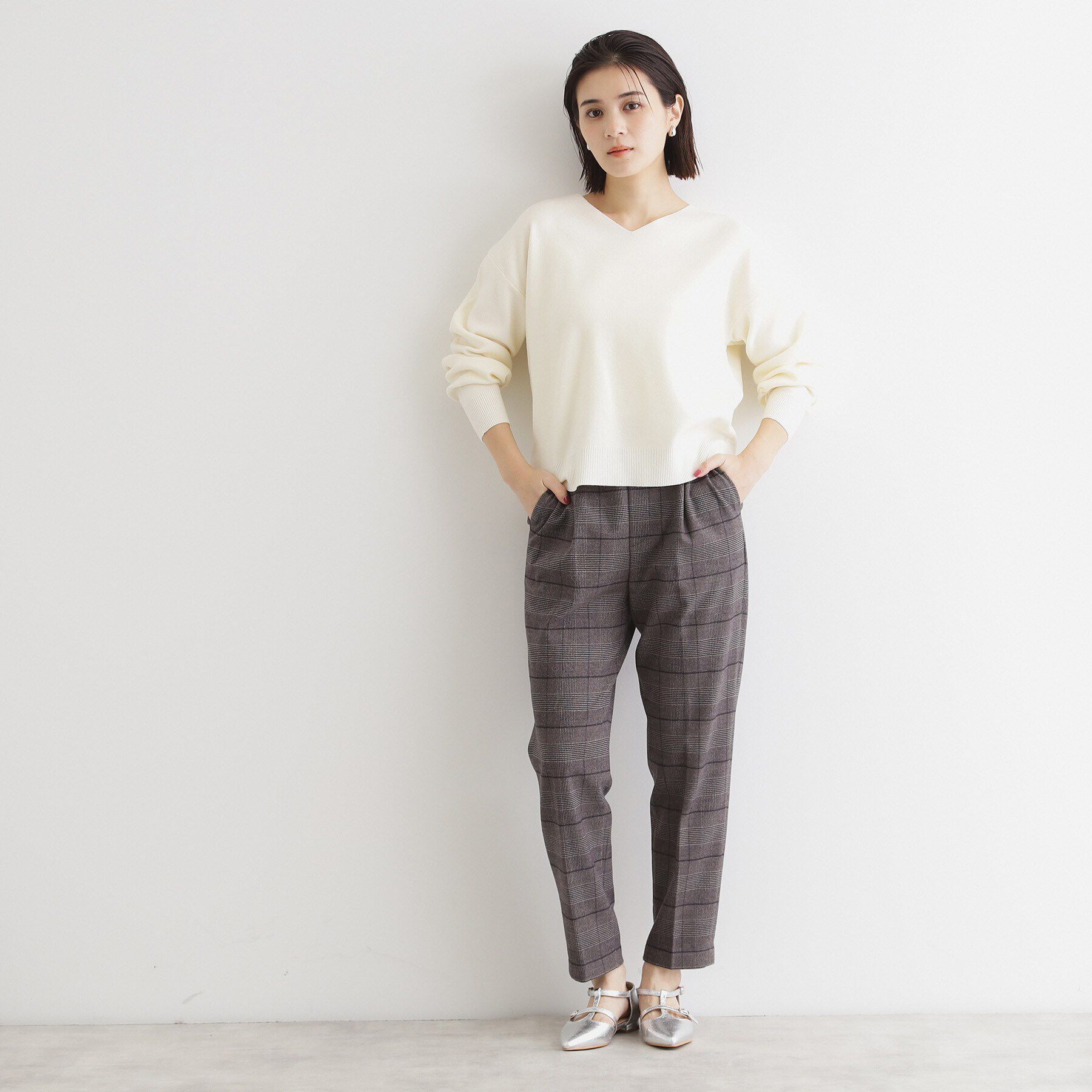 THE SHOP TK「【毛玉になりにくい／静電気防止】Vネックニット／洗える」|ニット・セーター|