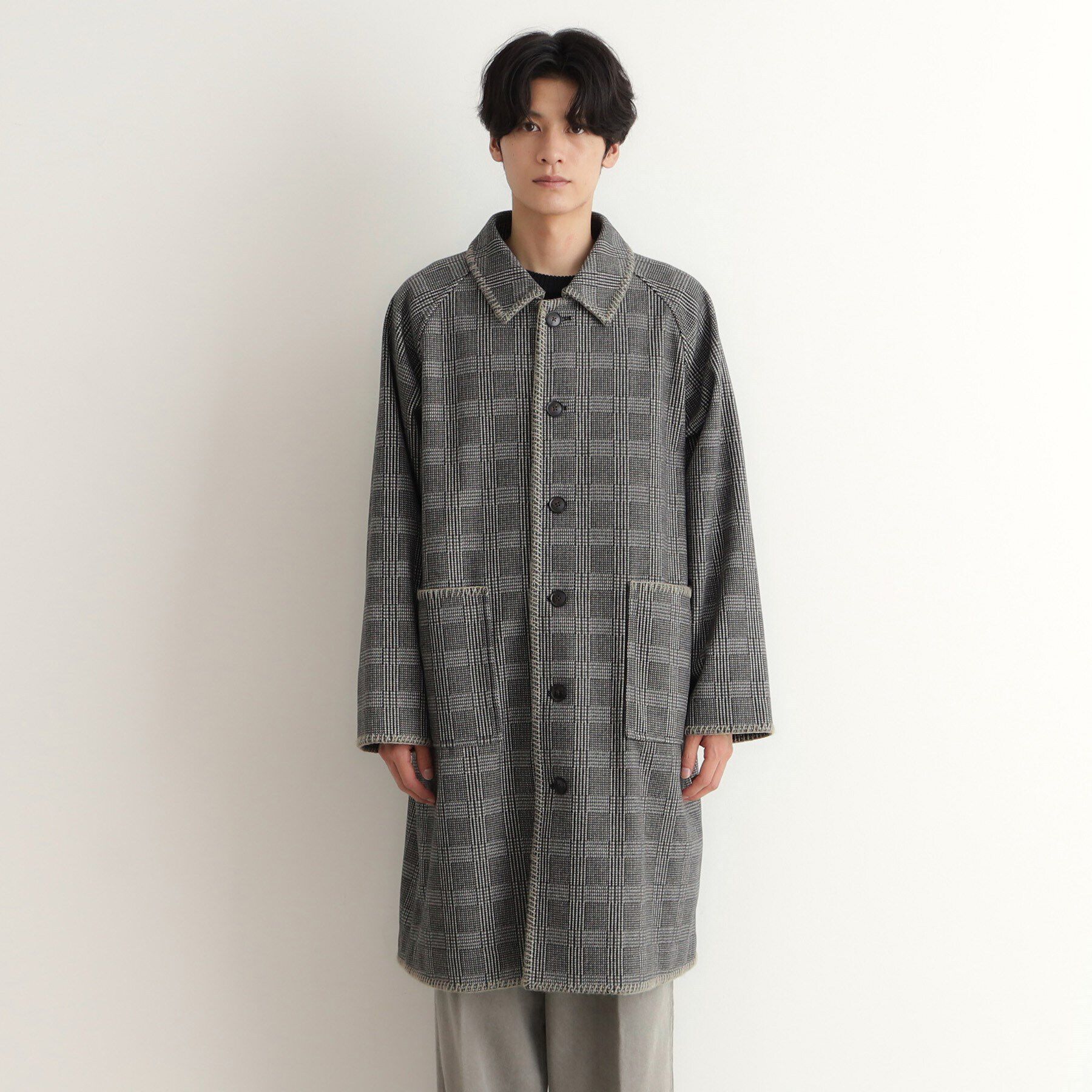 THE SHOP TK「ウーリックステッチデザインコート ビッグシルエット／洗える／イージーケア」|ステンカラーコート|