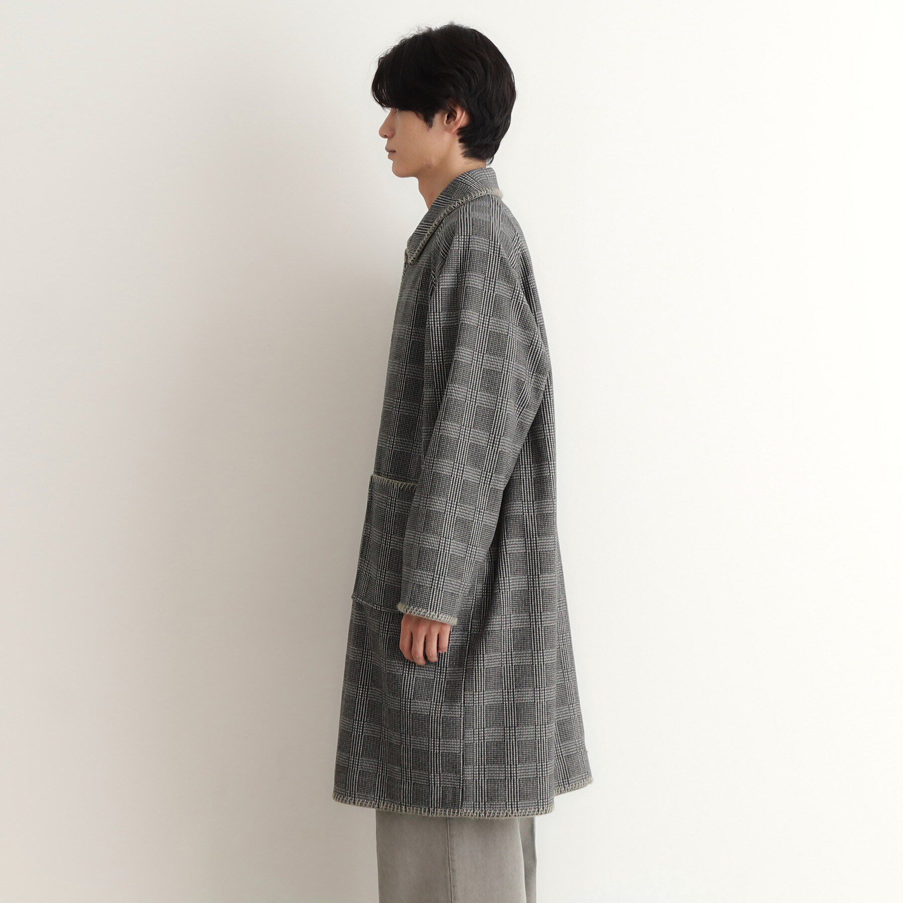 THE SHOP TK「ウーリックステッチデザインコート ビッグシルエット／洗える／イージーケア」|ステンカラーコート|