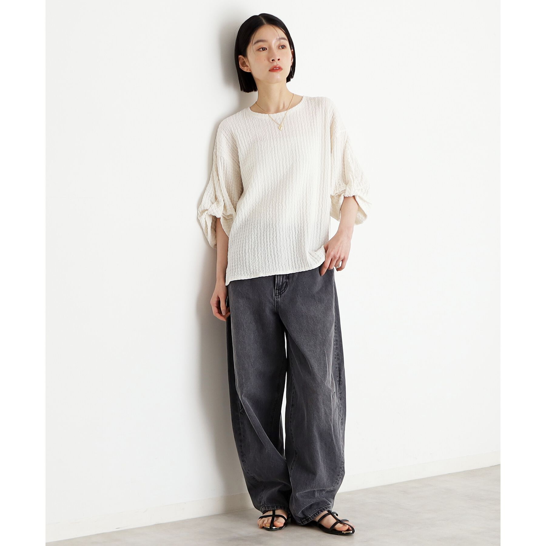 THE SHOP TK「ポコポコ袖タックプルオーバー【洗濯機OK】」|Tシャツ・カットソー|