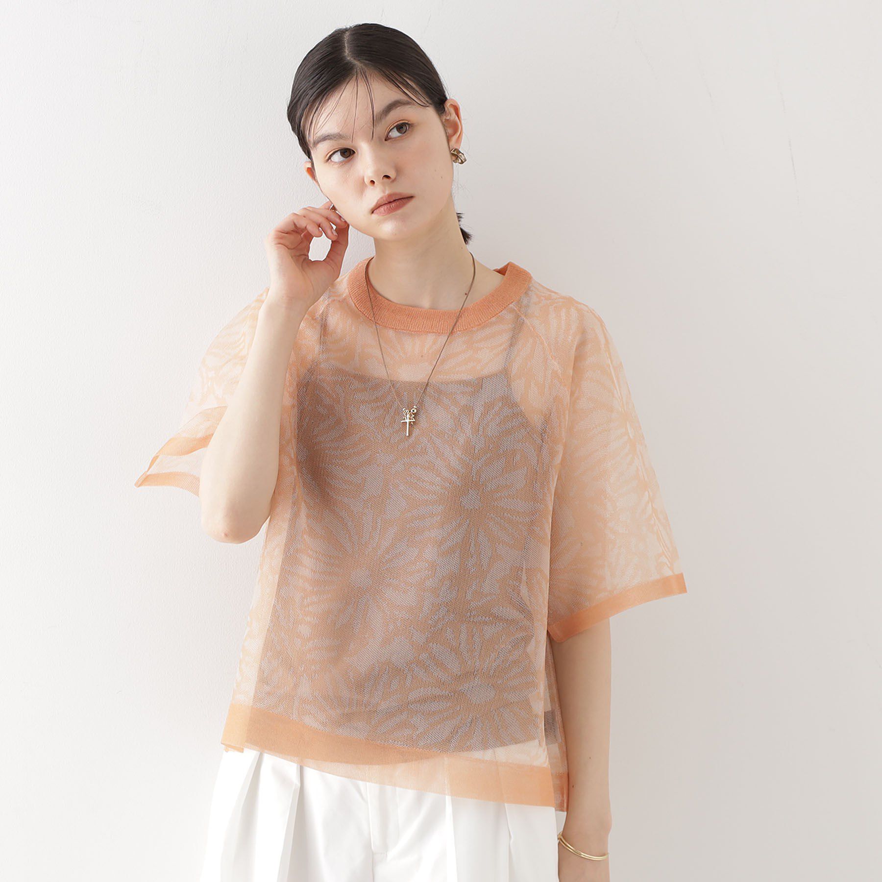 THE SHOP TK「カバーニットシアープルオーバー【洗える】」|ニット・セーター|オレンジ(067)