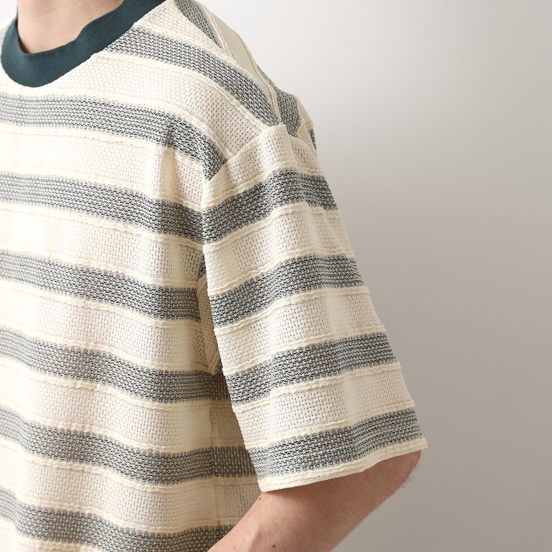 THE SHOP TK「変形ボーダー半袖Tシャツ【洗濯機OK】」|Tシャツ・カットソー|