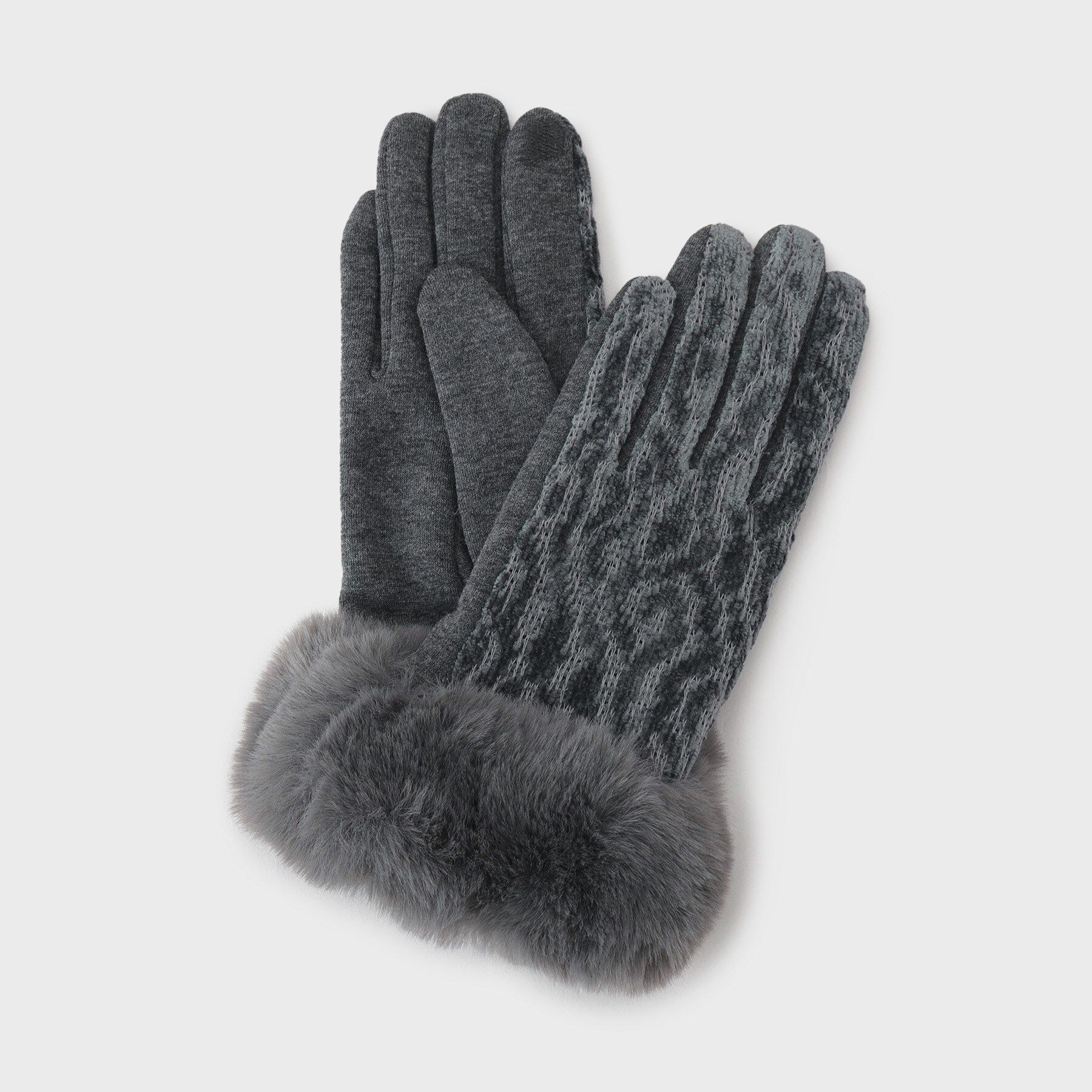 THE SHOP TK「ファーグローブ」|手袋|チャコールグレー(0