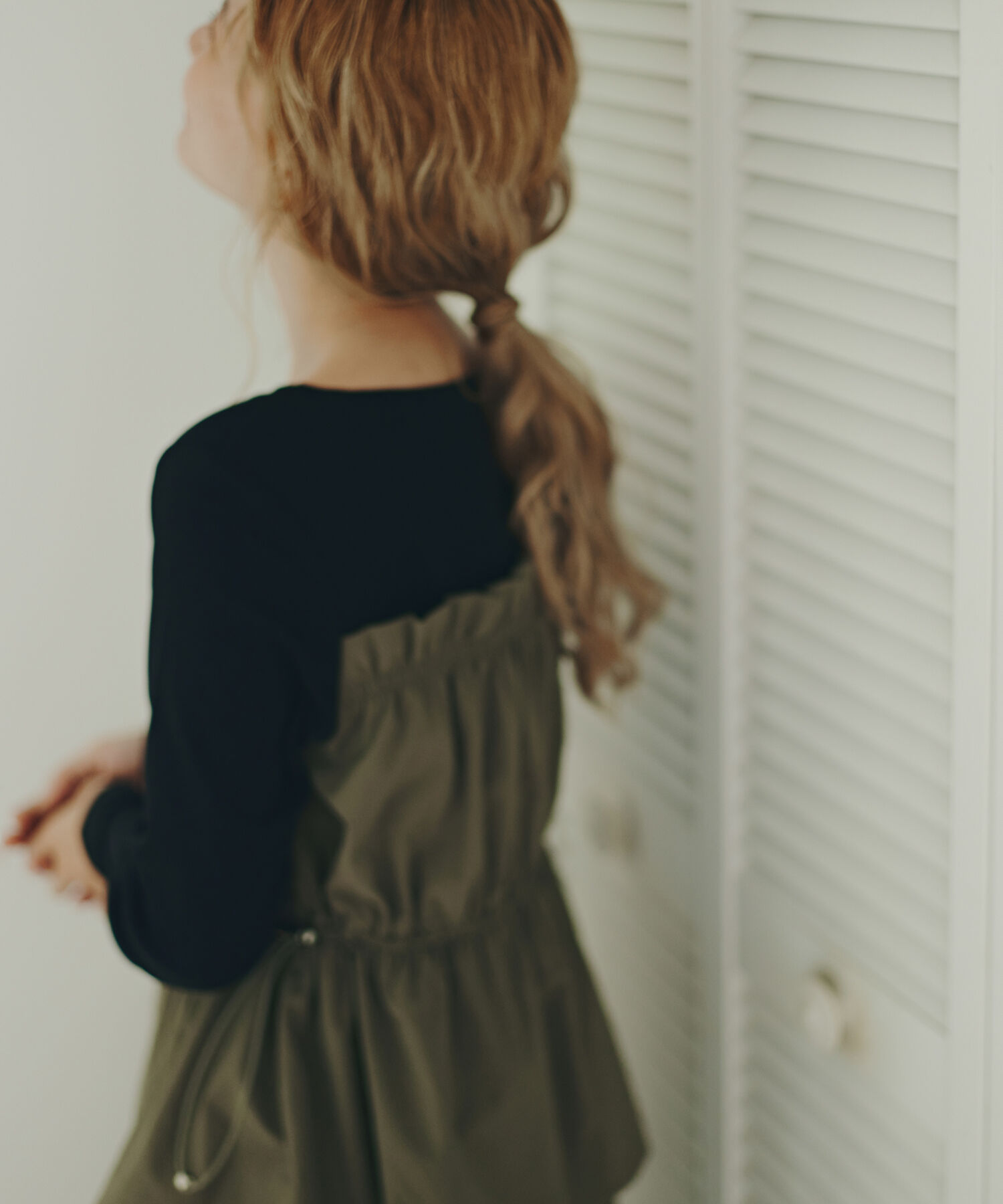  「ドロストコードドッキングワンピース長袖」|ワンピース|