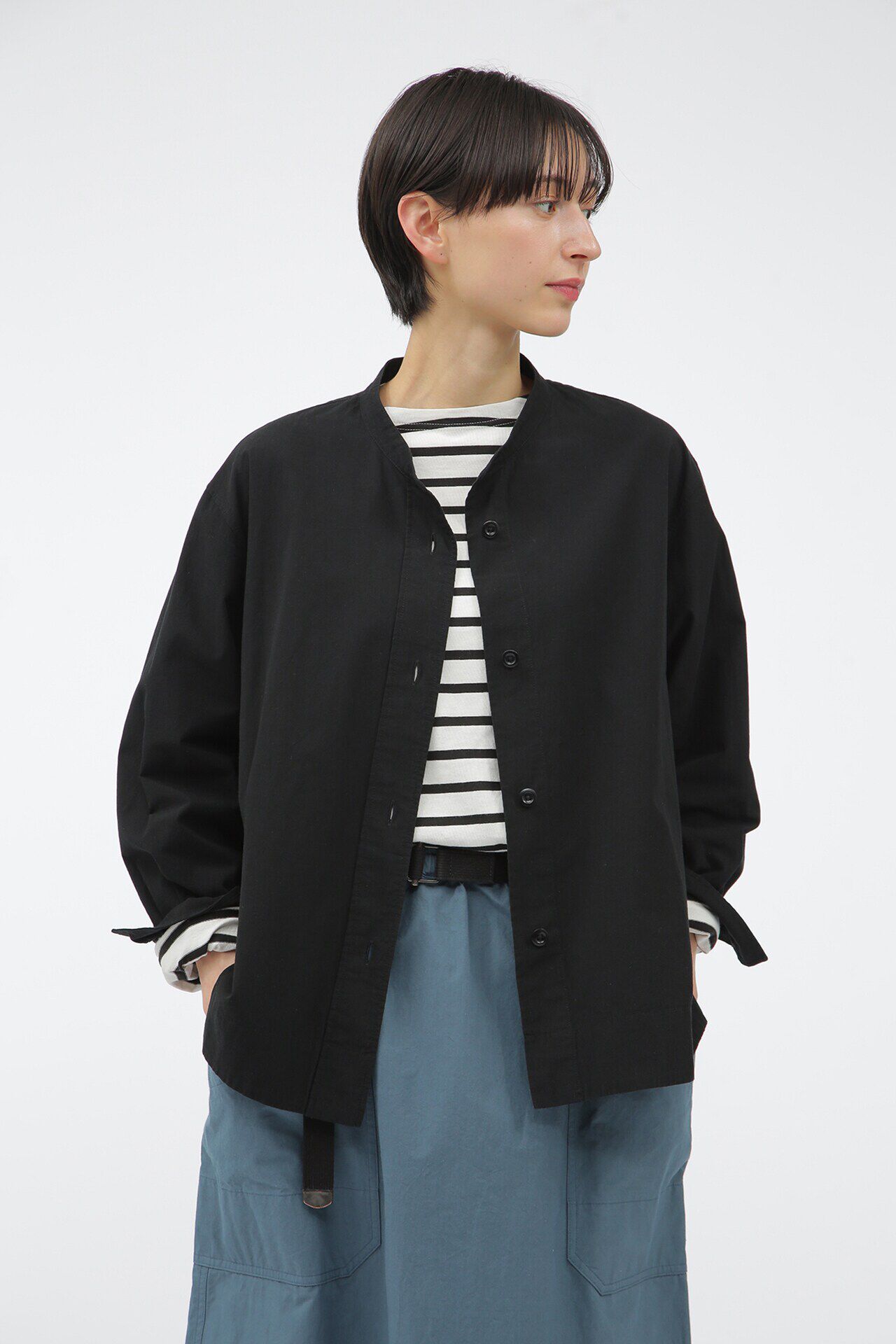 MHL.「WASHED DRY COTTON LINEN」|シャツ・ブラウス|BLACK