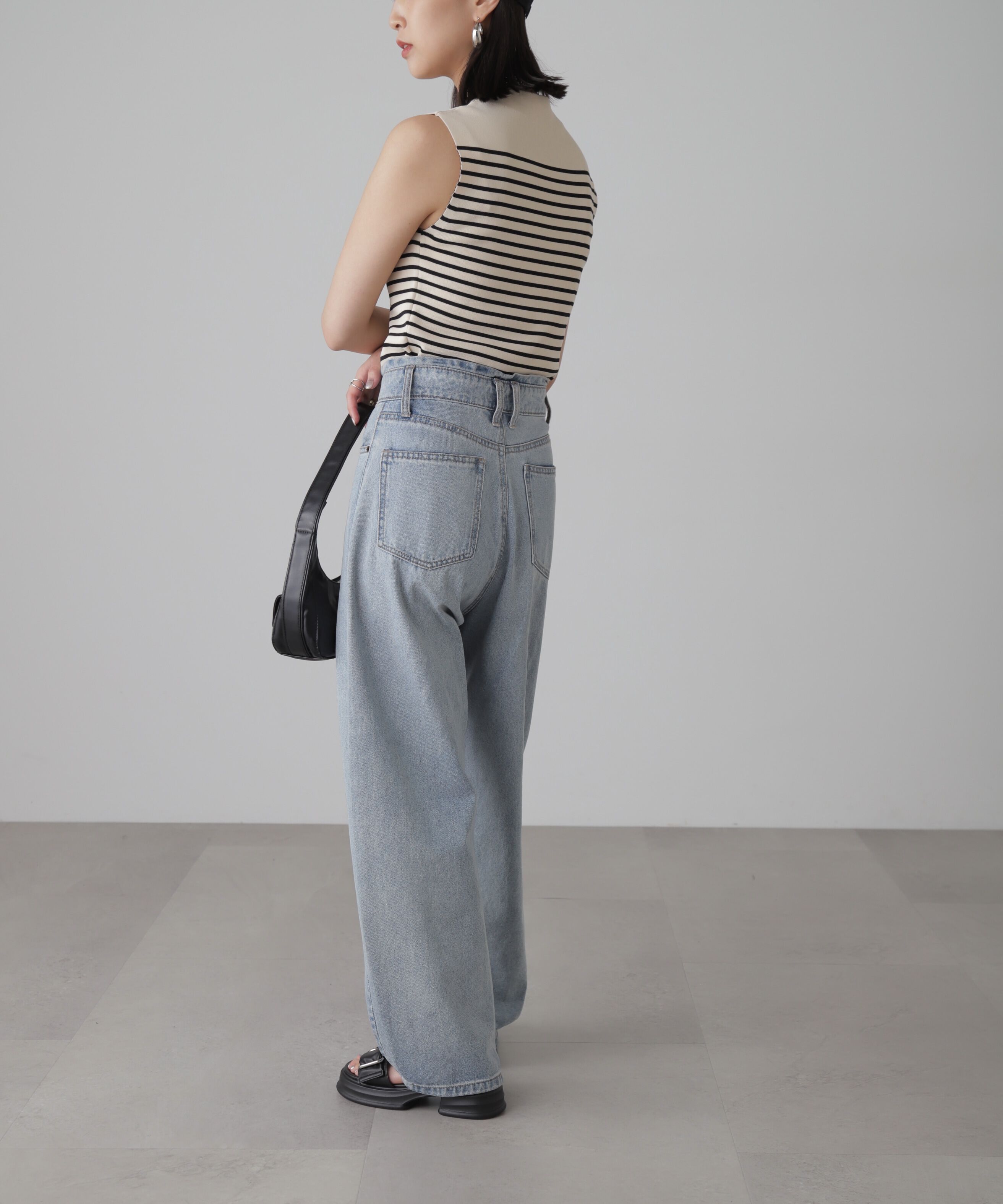  「［洗える］マシンウォッシャブル総針ボトルネックノースリーブニット」|ニット・セーター|