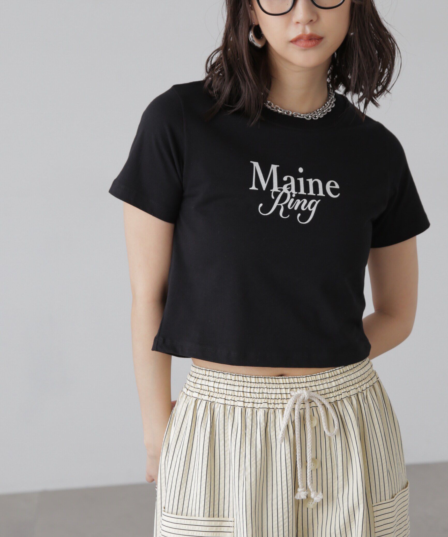  「ショート丈ロゴTシャツ」|Tシャツ・カットソー|