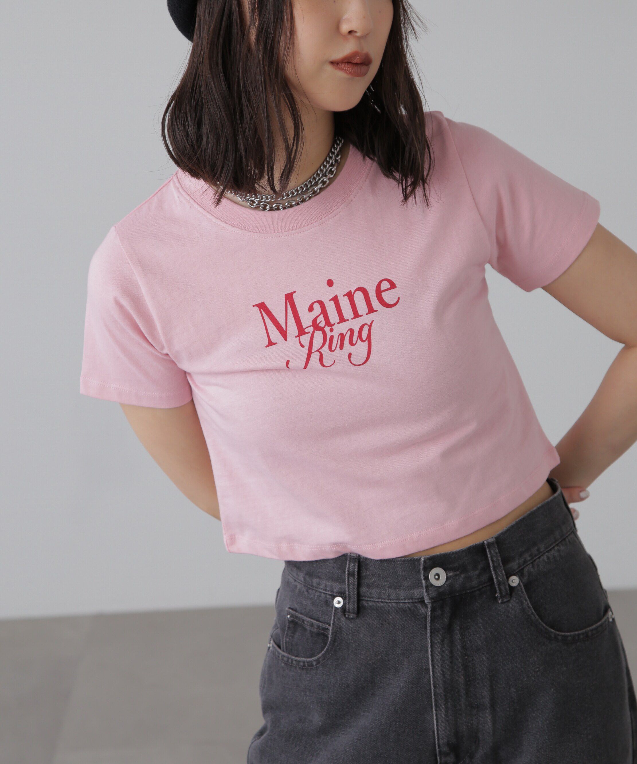  「ショート丈ロゴTシャツ」|Tシャツ・カットソー|