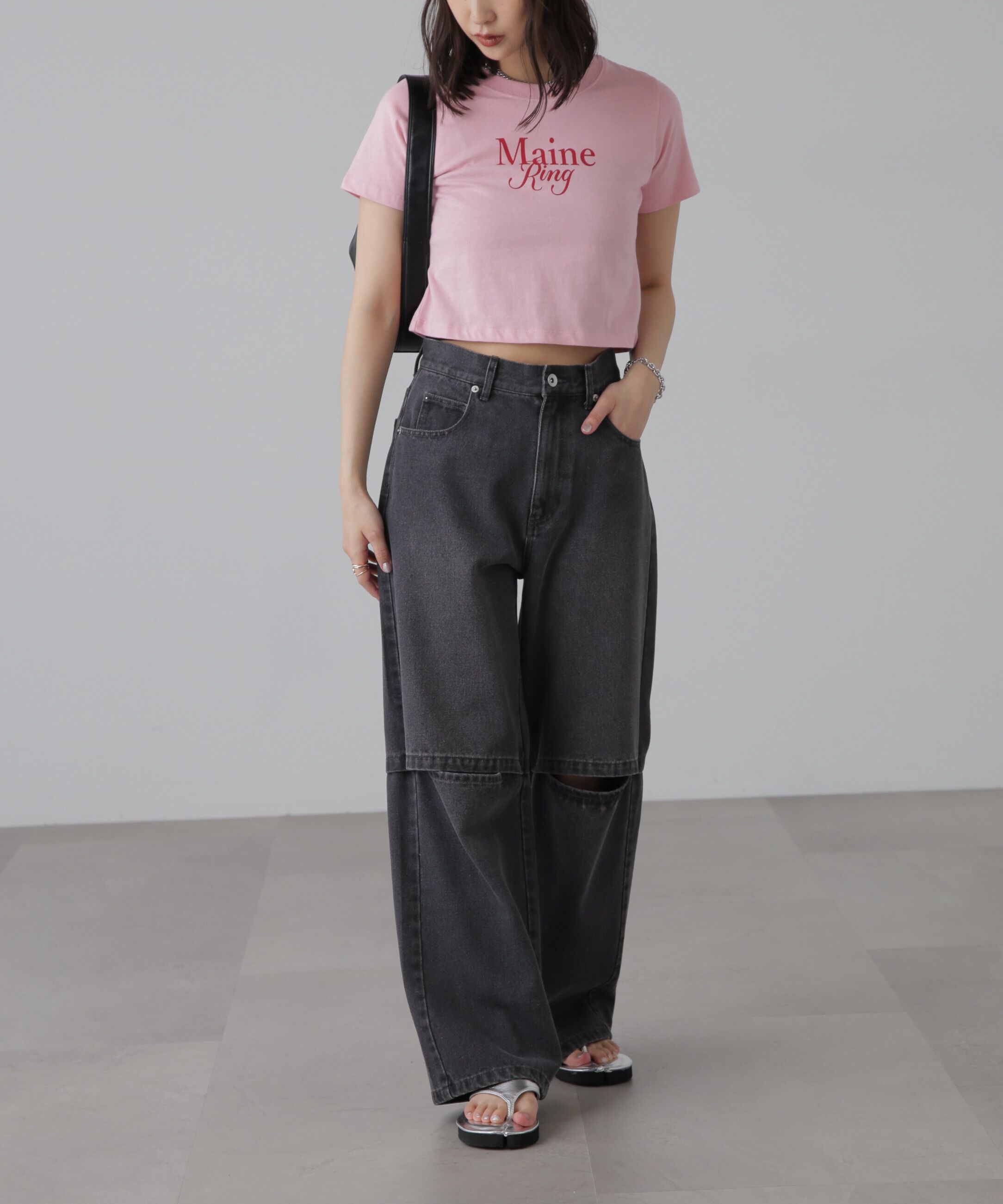  「ショート丈ロゴTシャツ」|Tシャツ・カットソー|