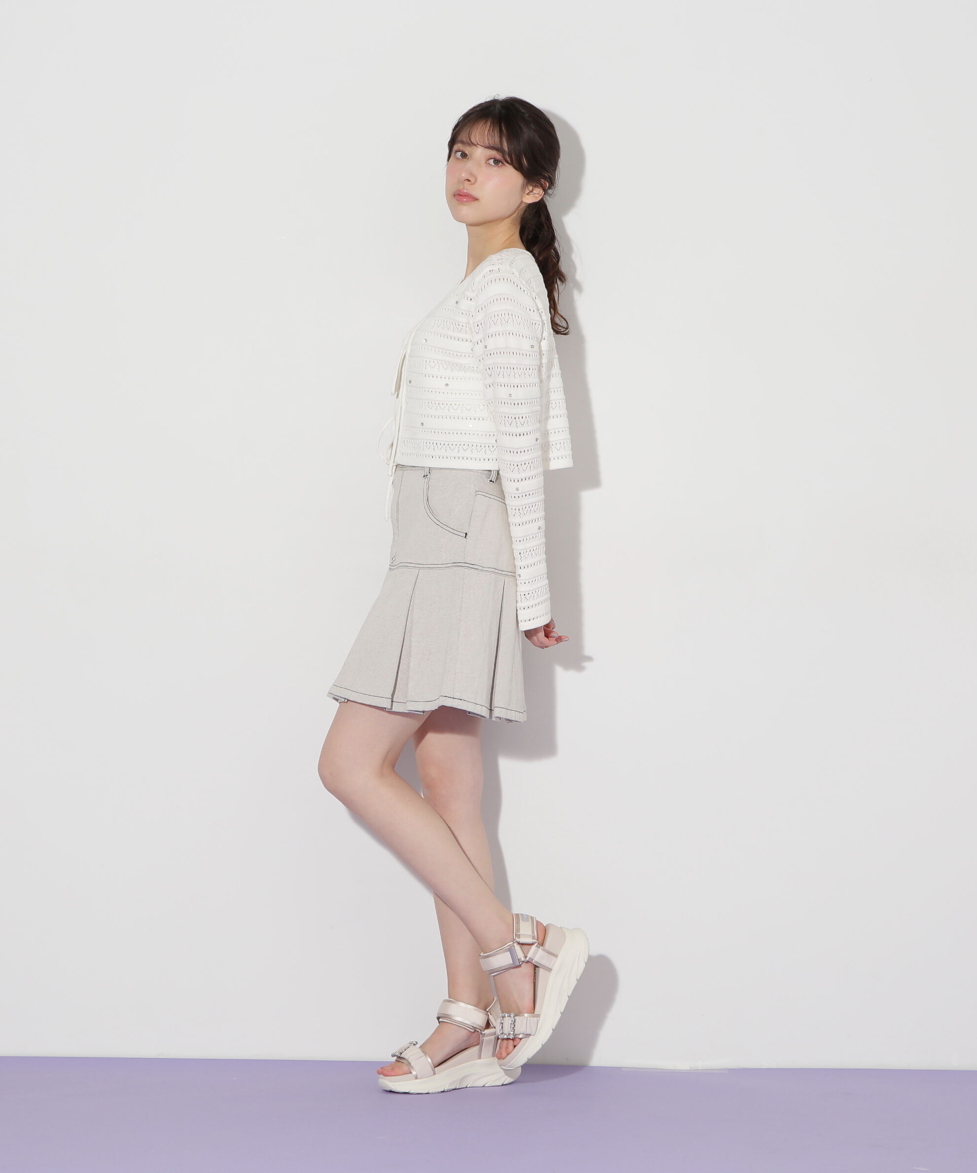  「ボックスプリーツデニムミニスカート」|スカート|